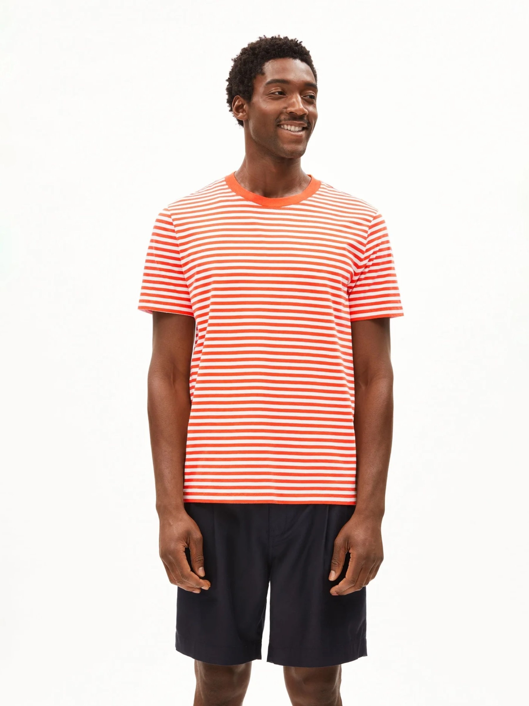 T-Shirt Maarkos Stripes sunset orange-light oatmilk Armedangels