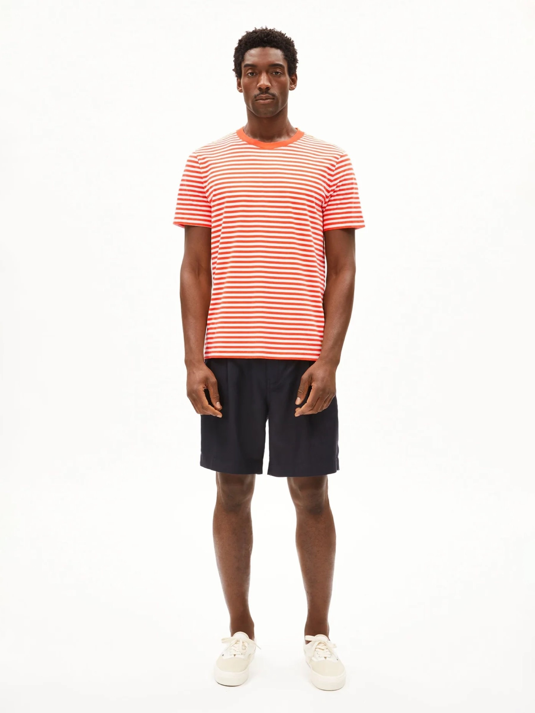 T-Shirt Maarkos Stripes sunset orange-light oatmilk Armedangels