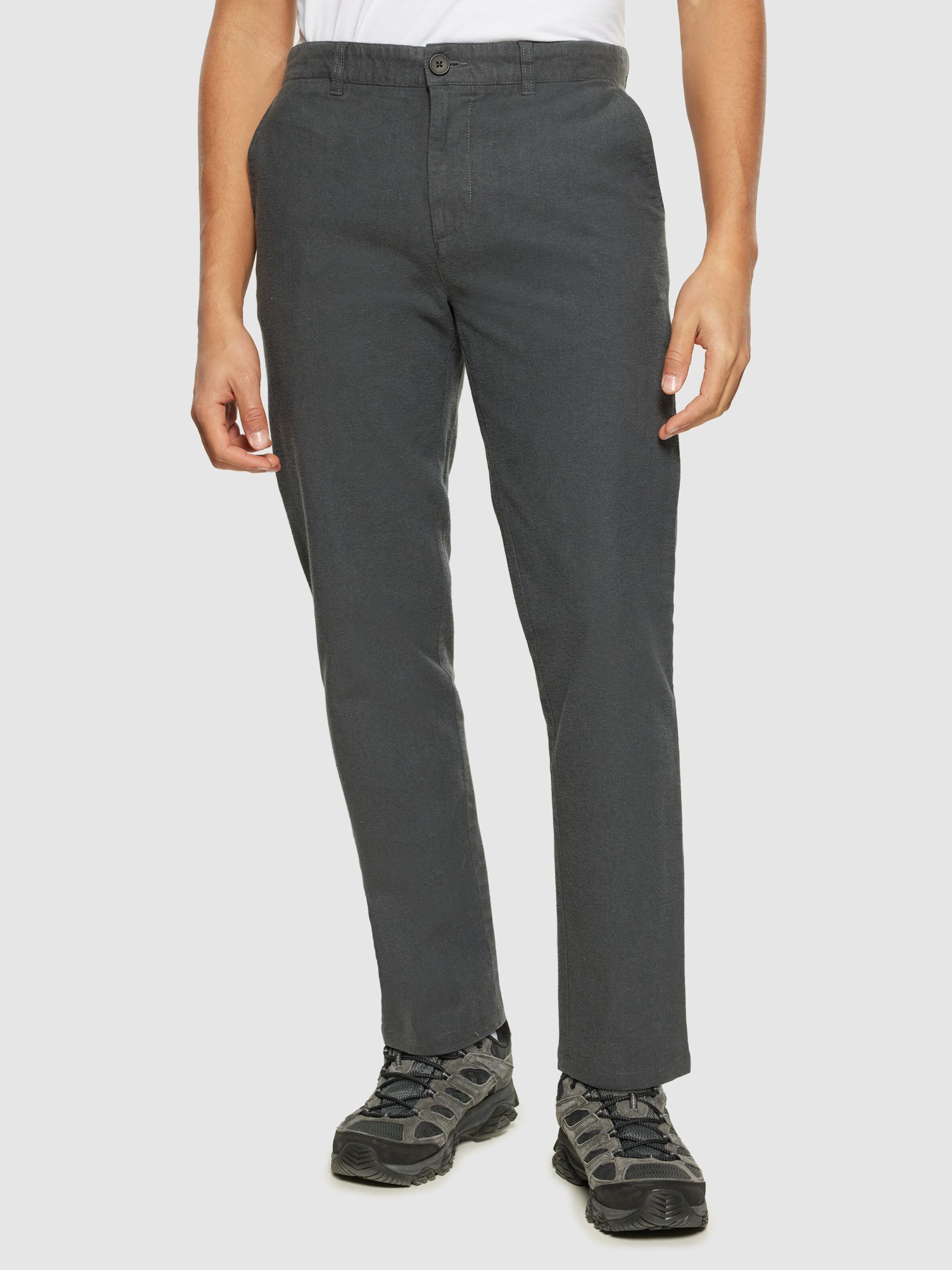 Hose Chuck Regular Flannel Chino Pants gray pinstripe Knowledge Cotton Apparel