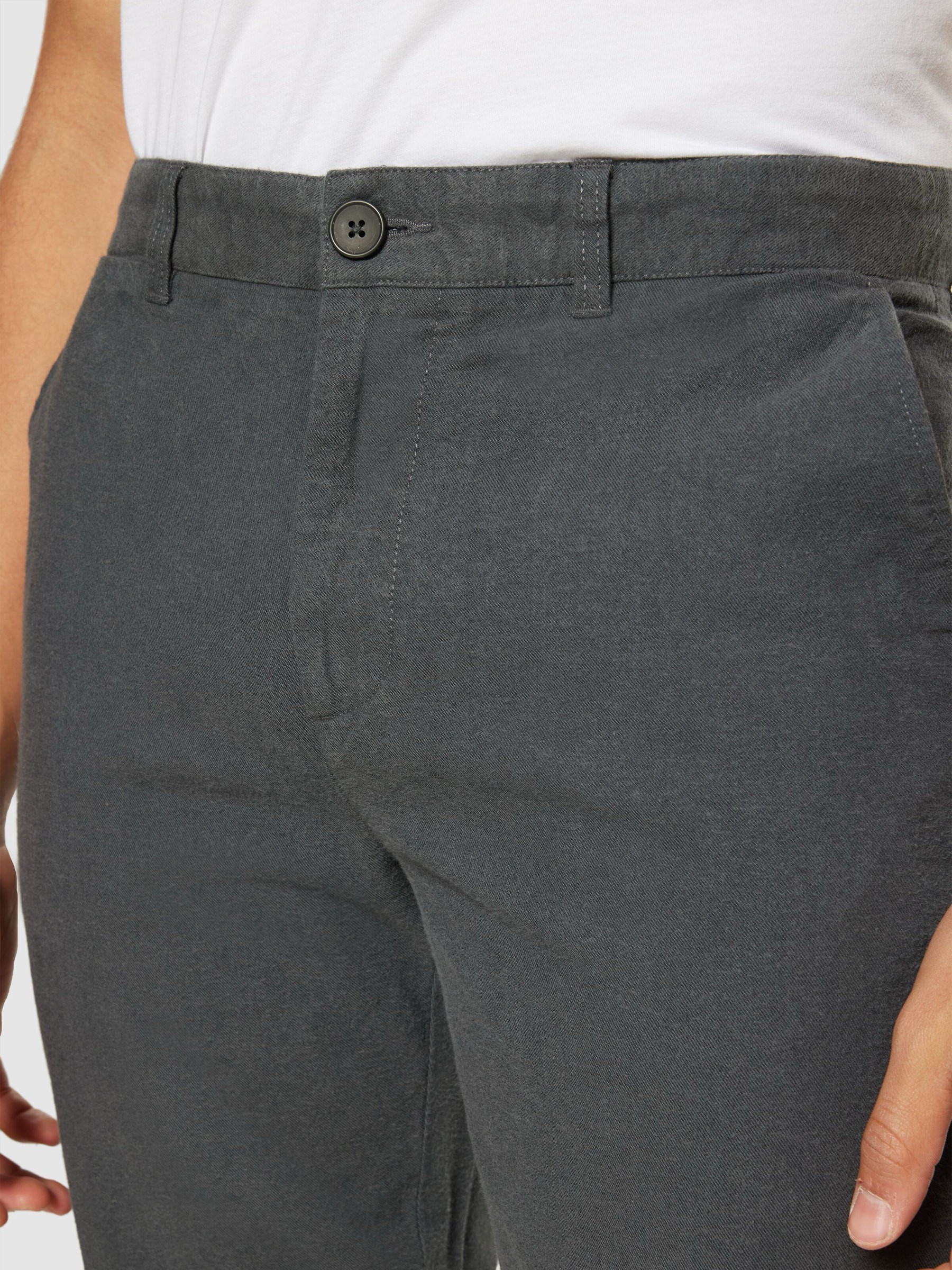 Hose Chuck Regular Flannel Chino Pants gray pinstripe Knowledge Cotton Apparel