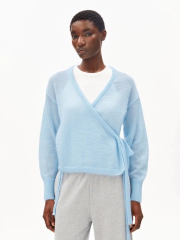 Strickjacke Mohair Blend Wrap Cardigan blue glow Armedangels