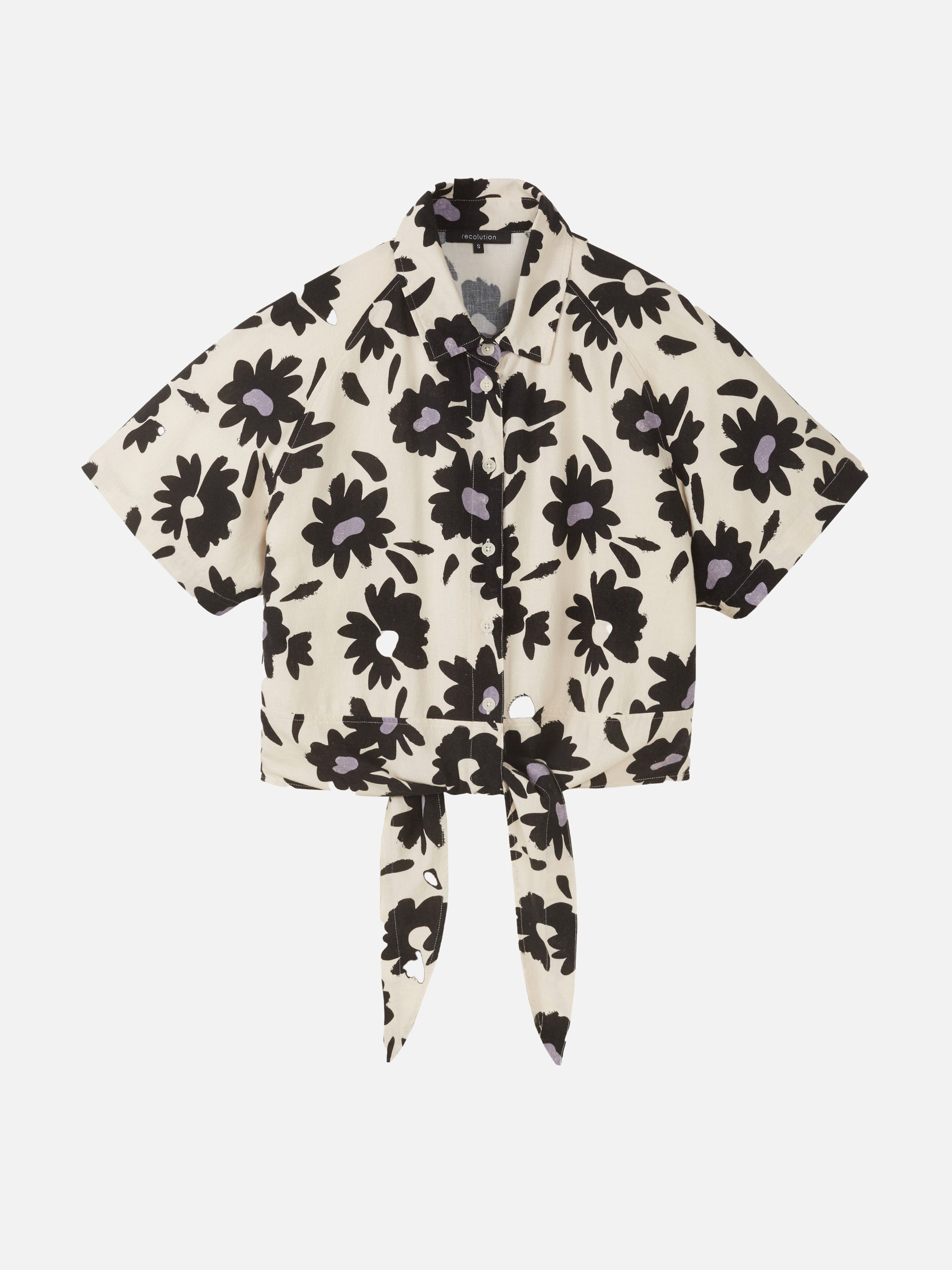 Bluse Ocra Bloom linen white Recolution