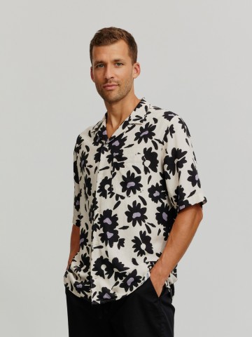 Hemd Cactus Bloom linen white Recolution