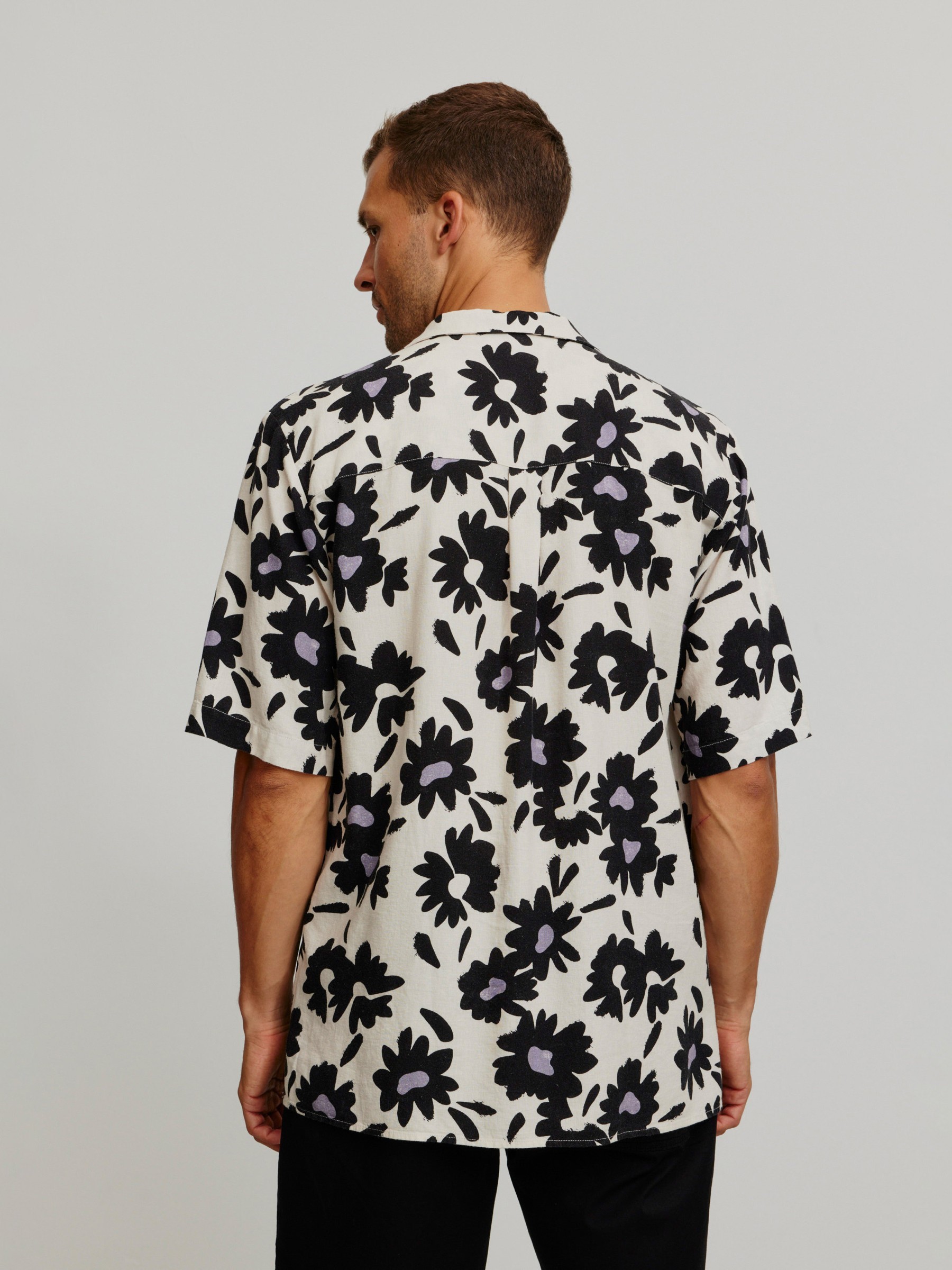 Hemd Cactus Bloom linen white Recolution