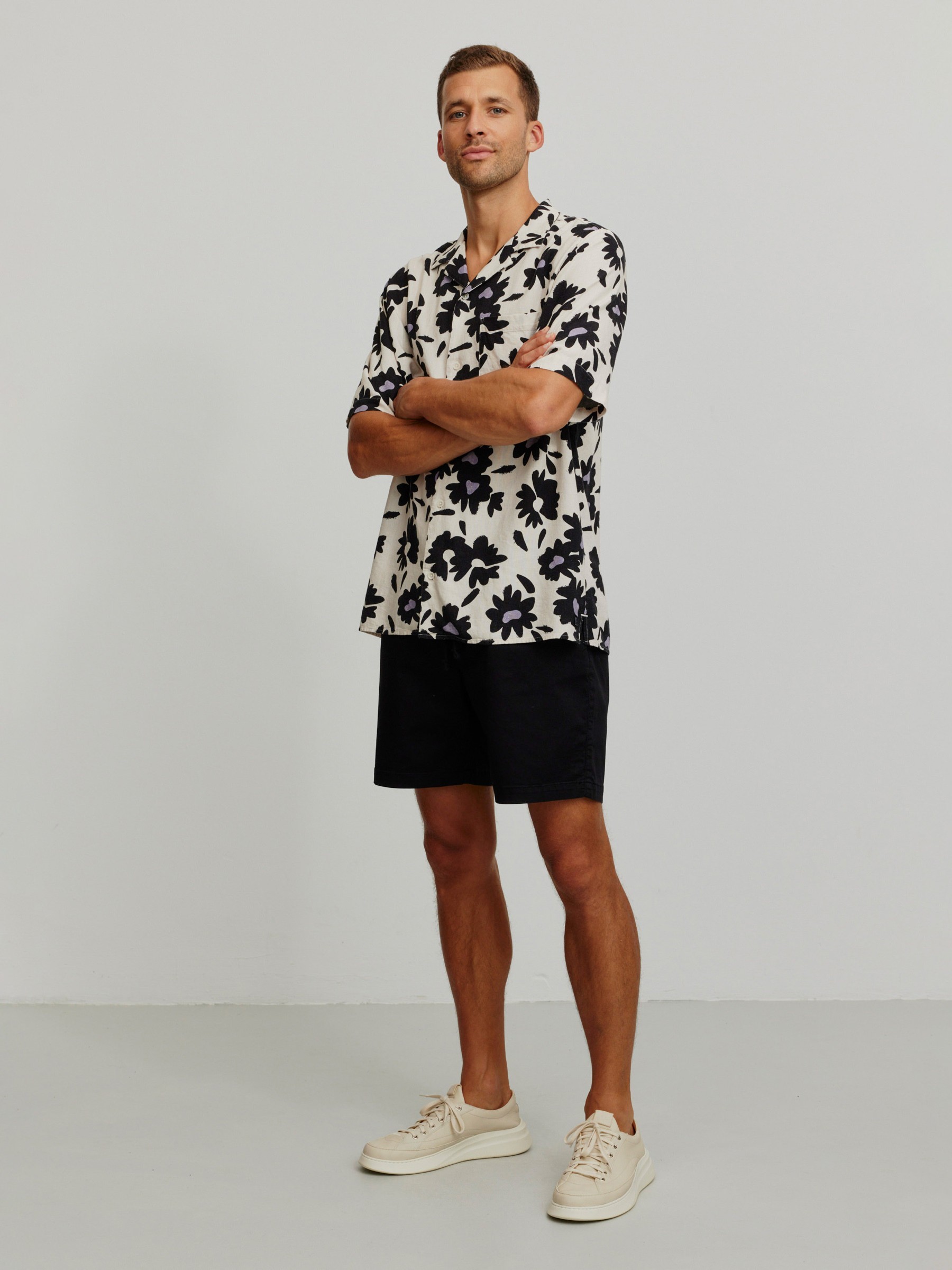 Hemd Cactus Bloom linen white Recolution