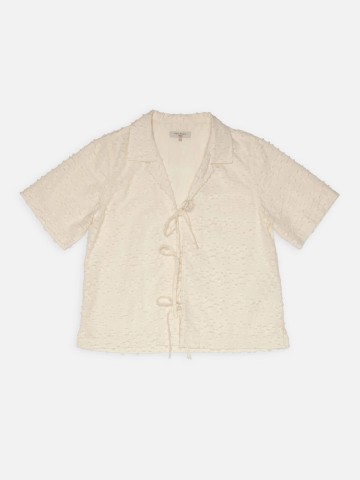 Bluse Moa Tie Fringe Shirt offwhite Nudie Jeans