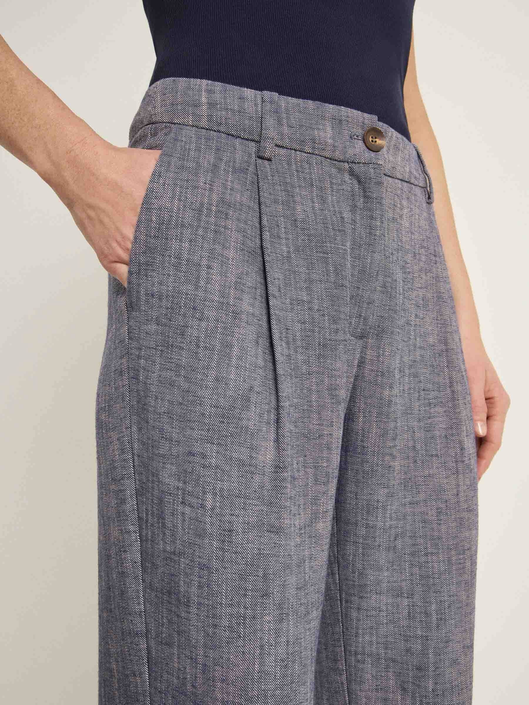 Hose mit Bundfalte GOTS dark blue melange Lanius