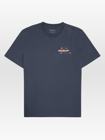 Printed T-Shirt vintage indigo Knowledge Cotton Apparel