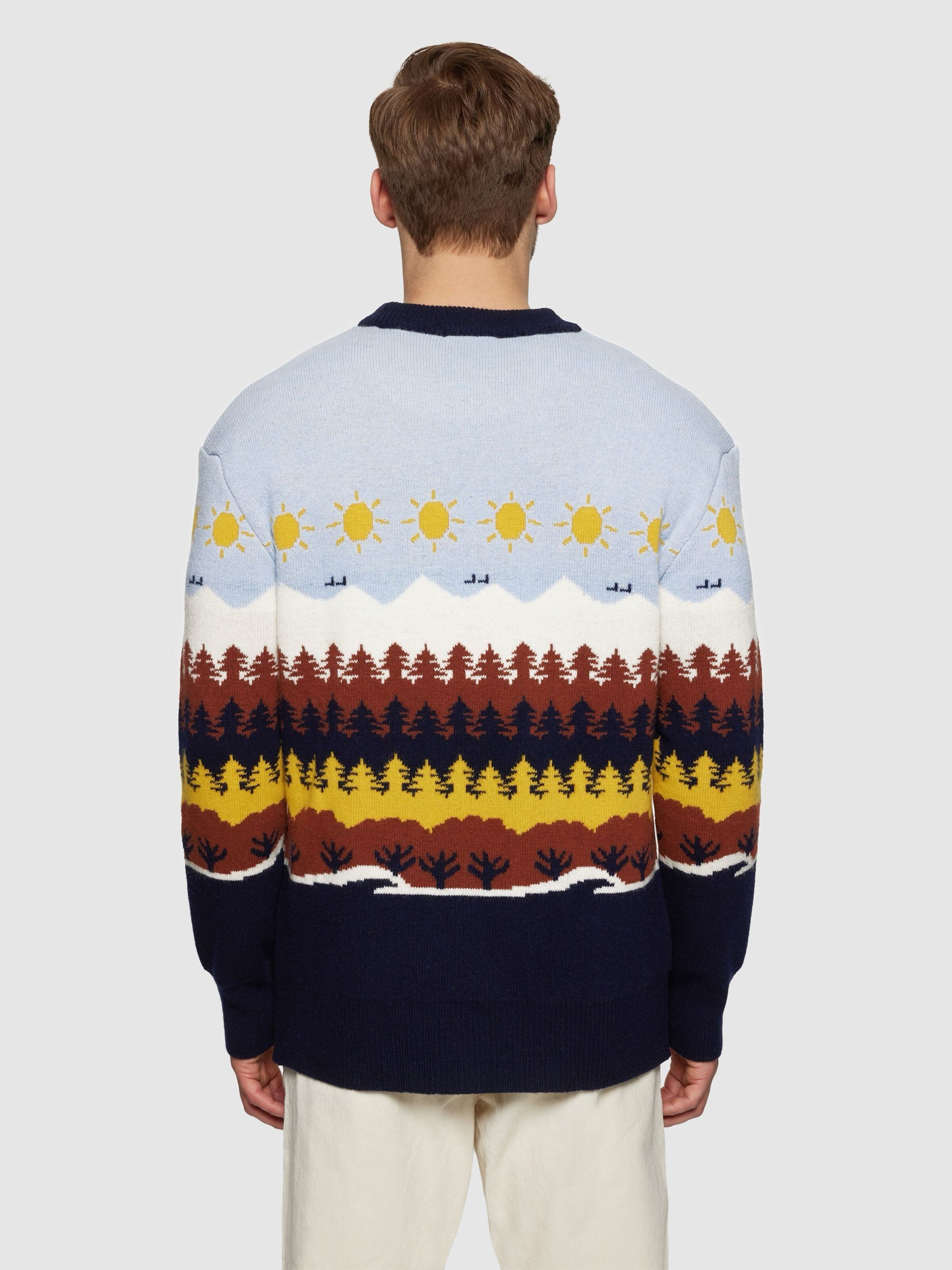 Pullover Fair Isle Crew Neck Knit multi color AOP Knowledge Cotton Apparel