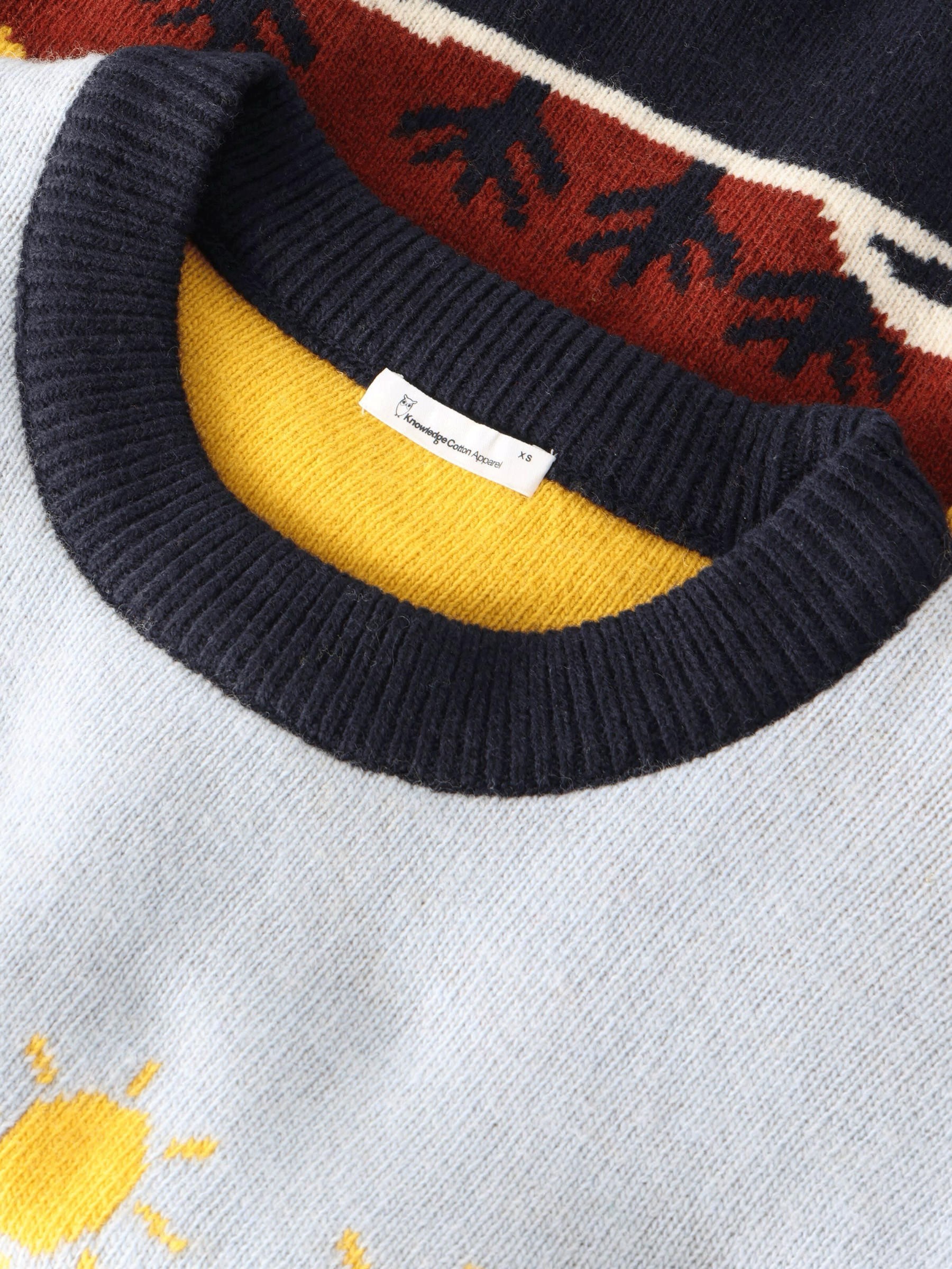 Pullover Fair Isle Crew Neck Knit multi color AOP Knowledge Cotton Apparel