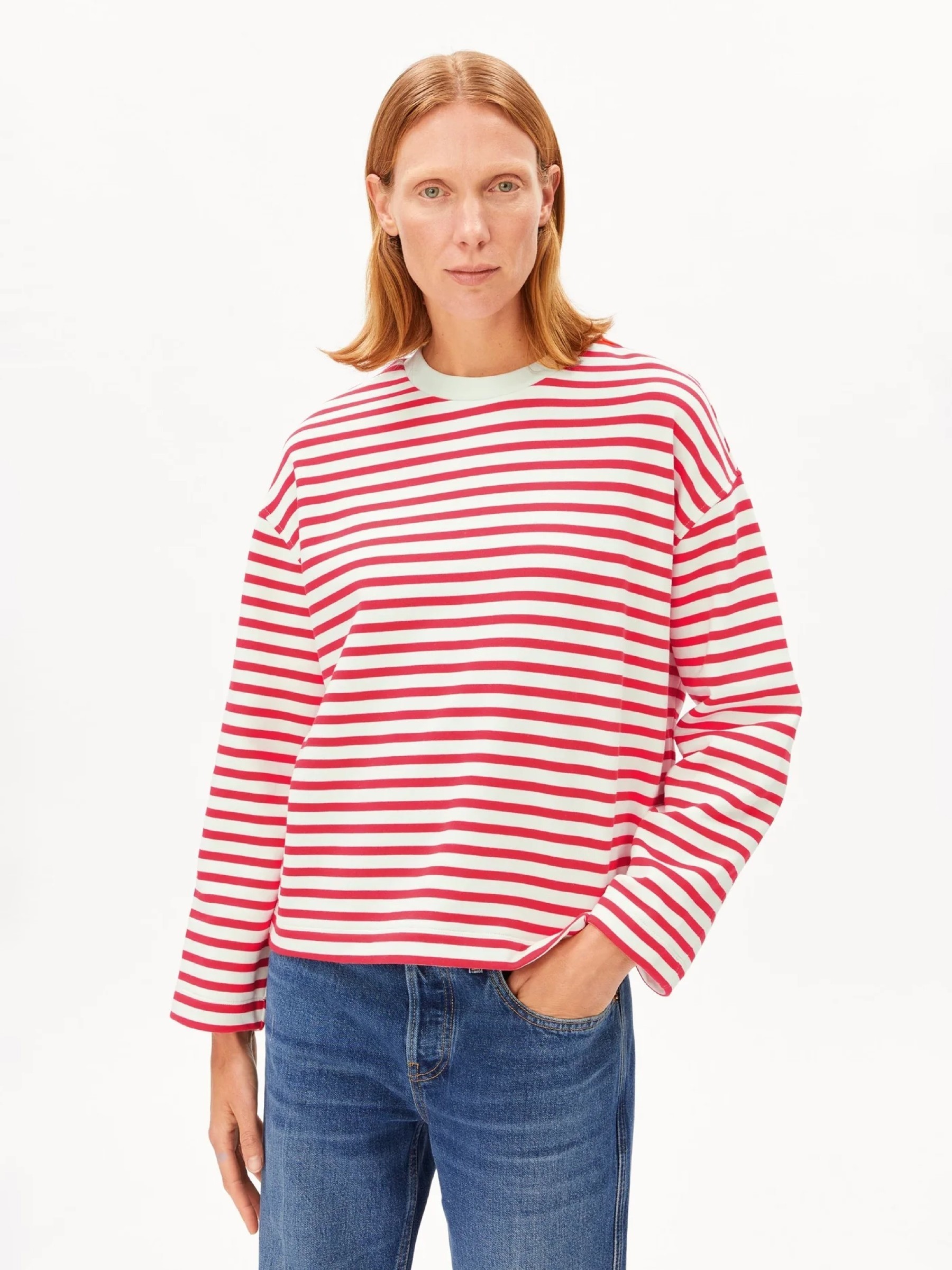 Pullover Frankaa Maarlen Stripe undyed-mars red Armedangels