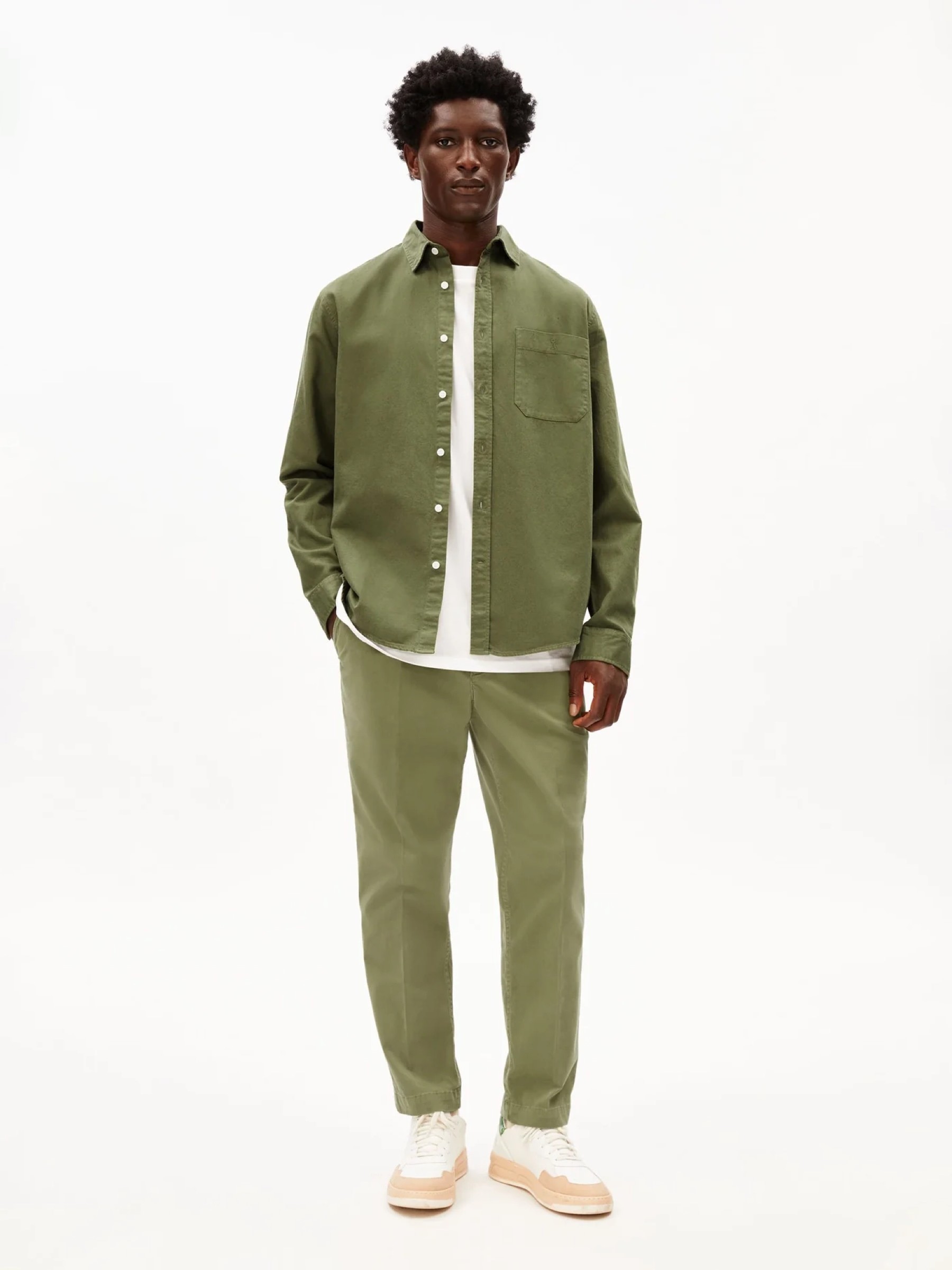 Hemd GMT Dye Lino Longsleeve Shirt fatigue green Armedangels