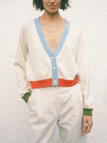 Strickjacke Mika Cardigan vory moss ice blue red Jungle Folk