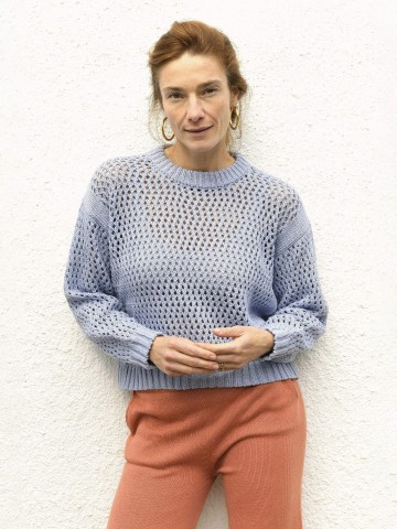 Pullover Knit Sweater Elora swedish sky Jungle Folk