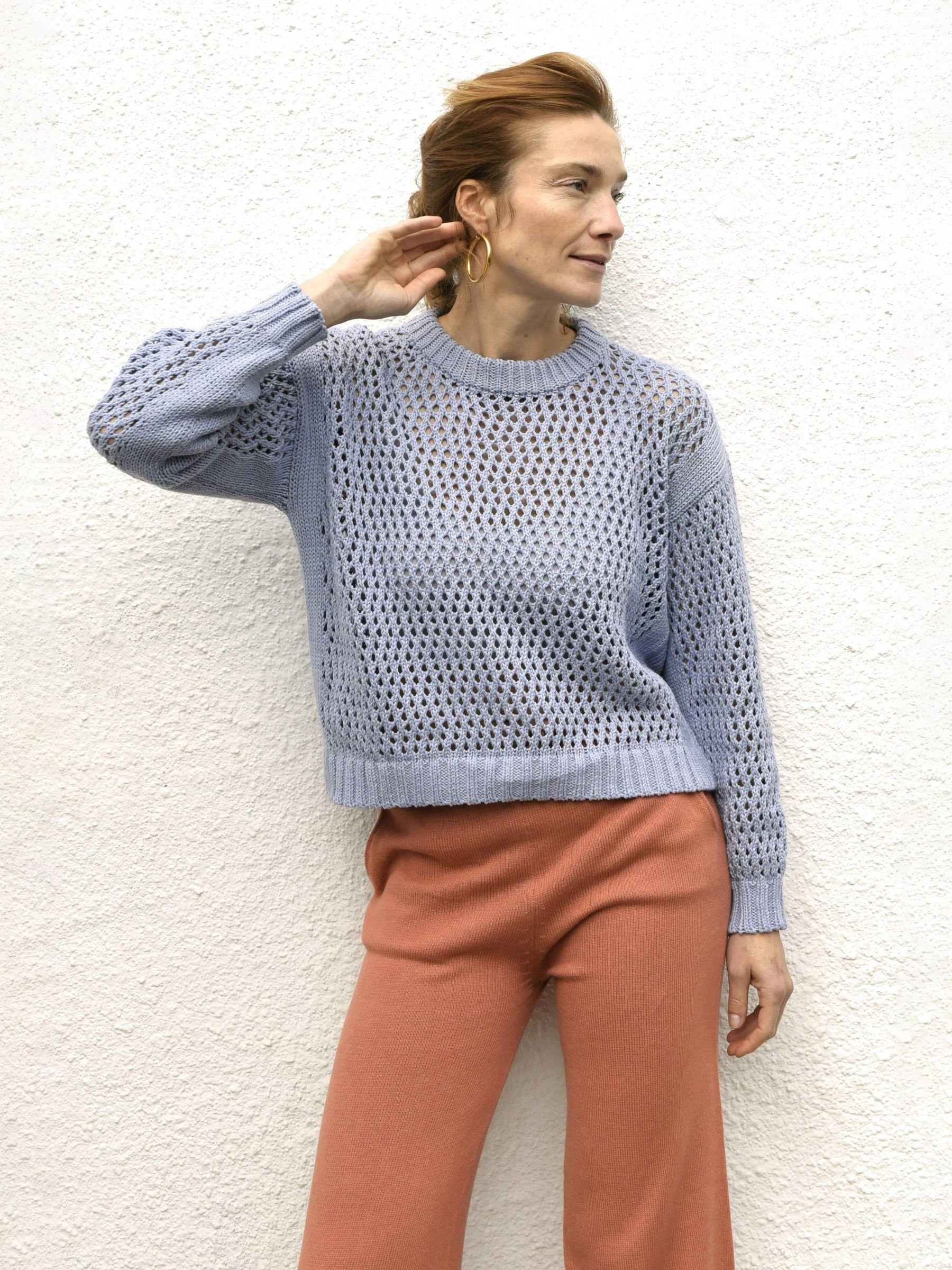 Pullover Knit Sweater Elora swedish sky Jungle Folk