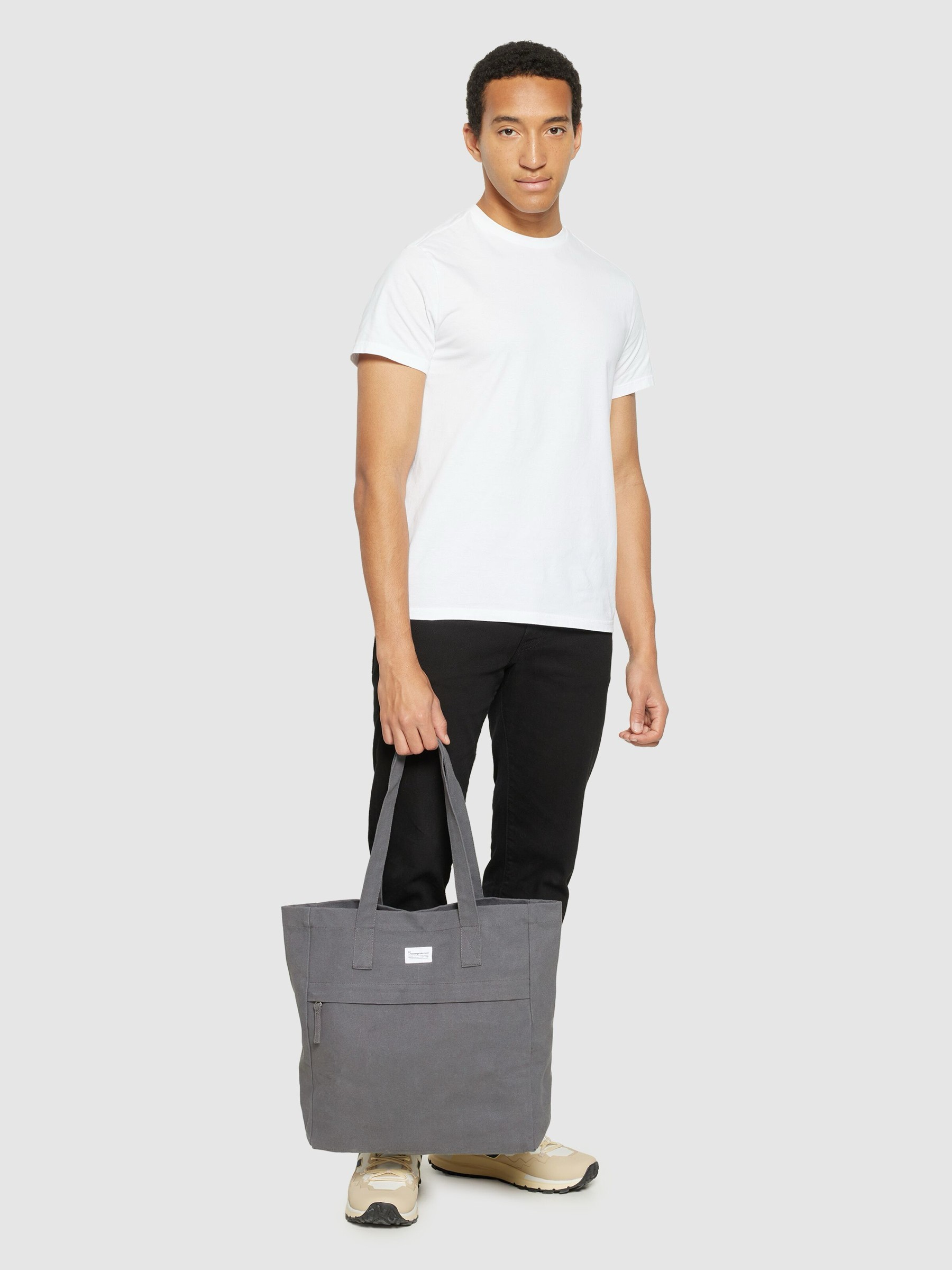 Tasche Canvas Tote Bag gray pinstripe Knowledge Cotton Apparel