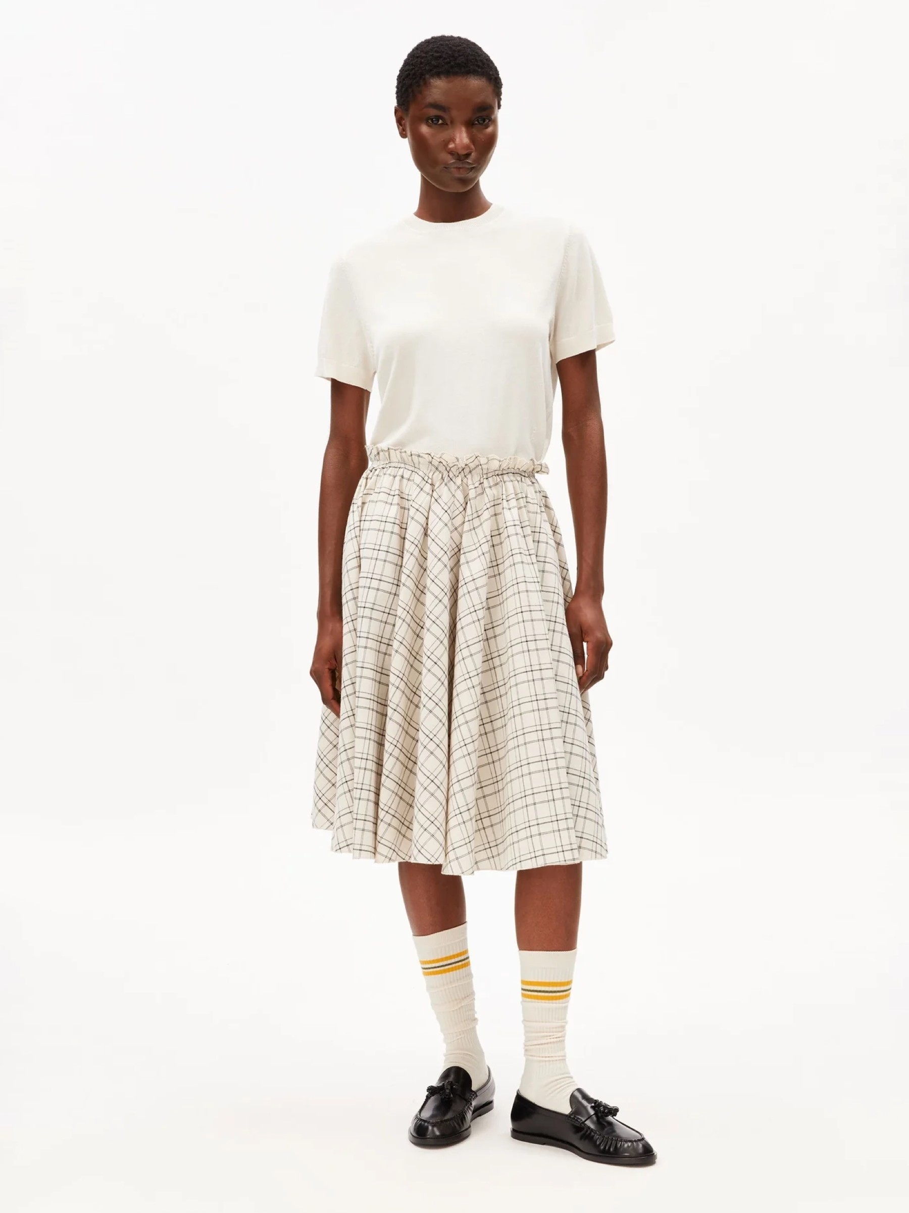 Rock Check Circle Skirt oatmilk-black Armedangels