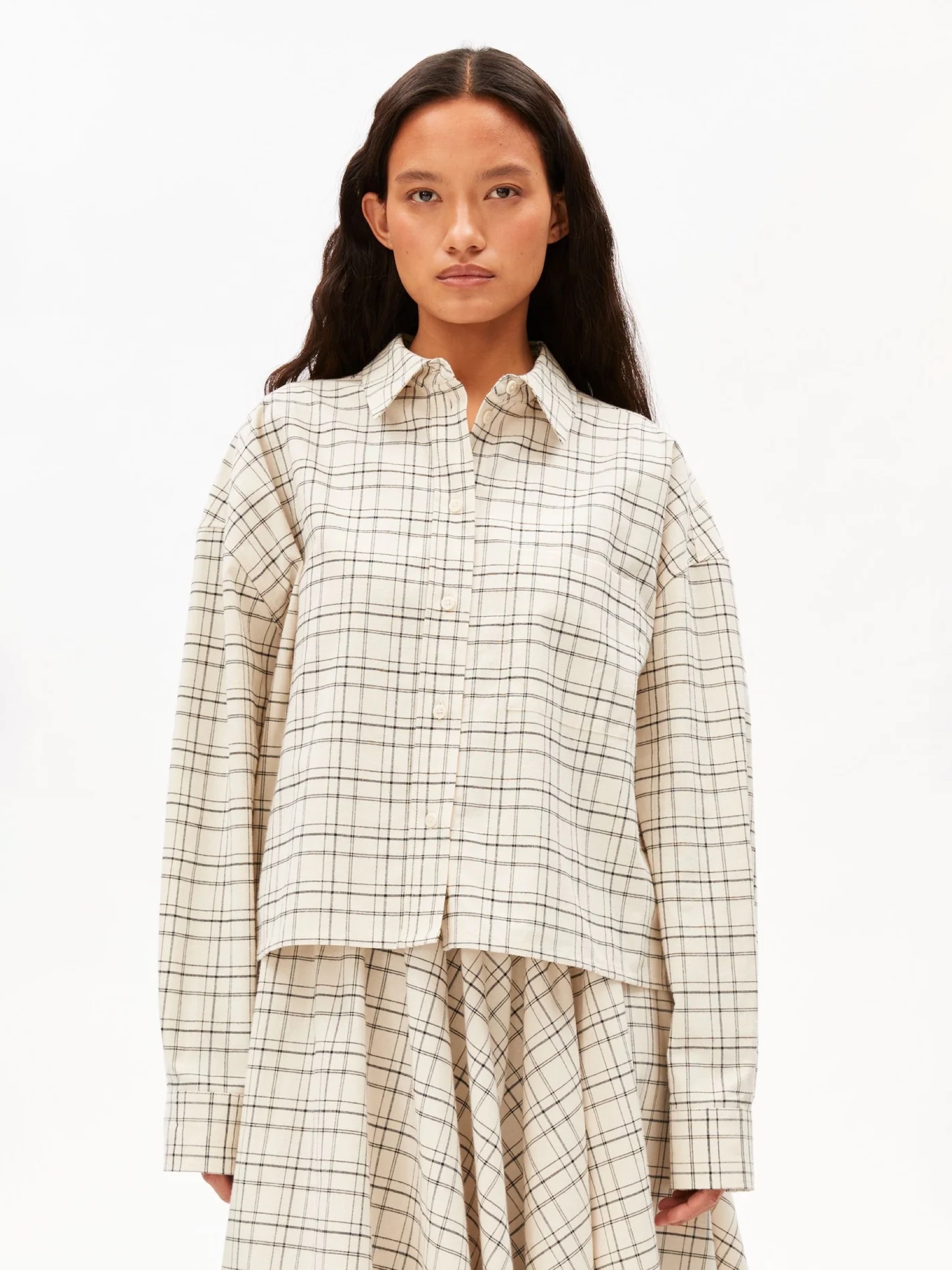Bluse Check Boxy Blouse oatmilk-black Armedangels