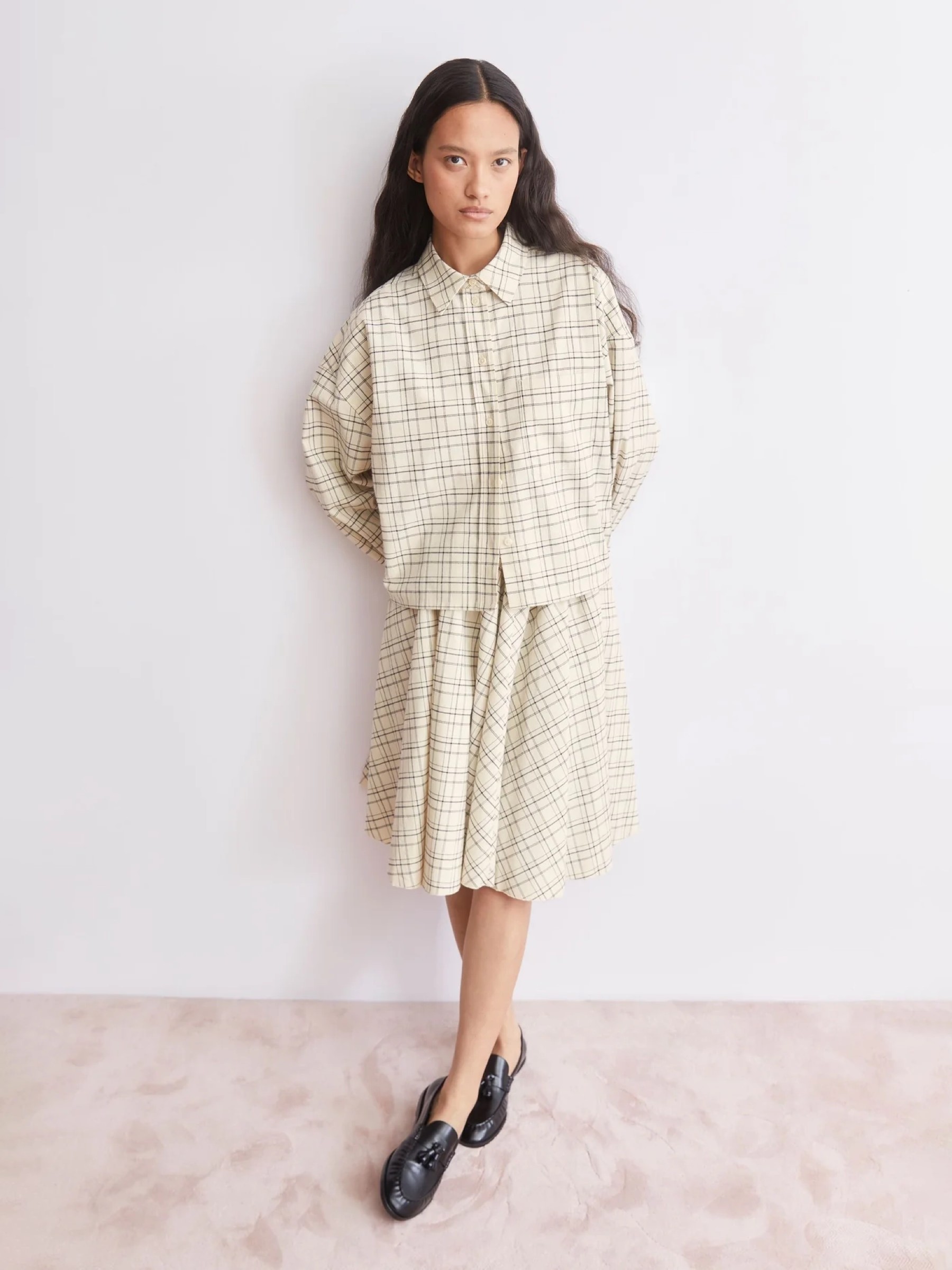 Bluse Check Boxy Blouse oatmilk-black Armedangels