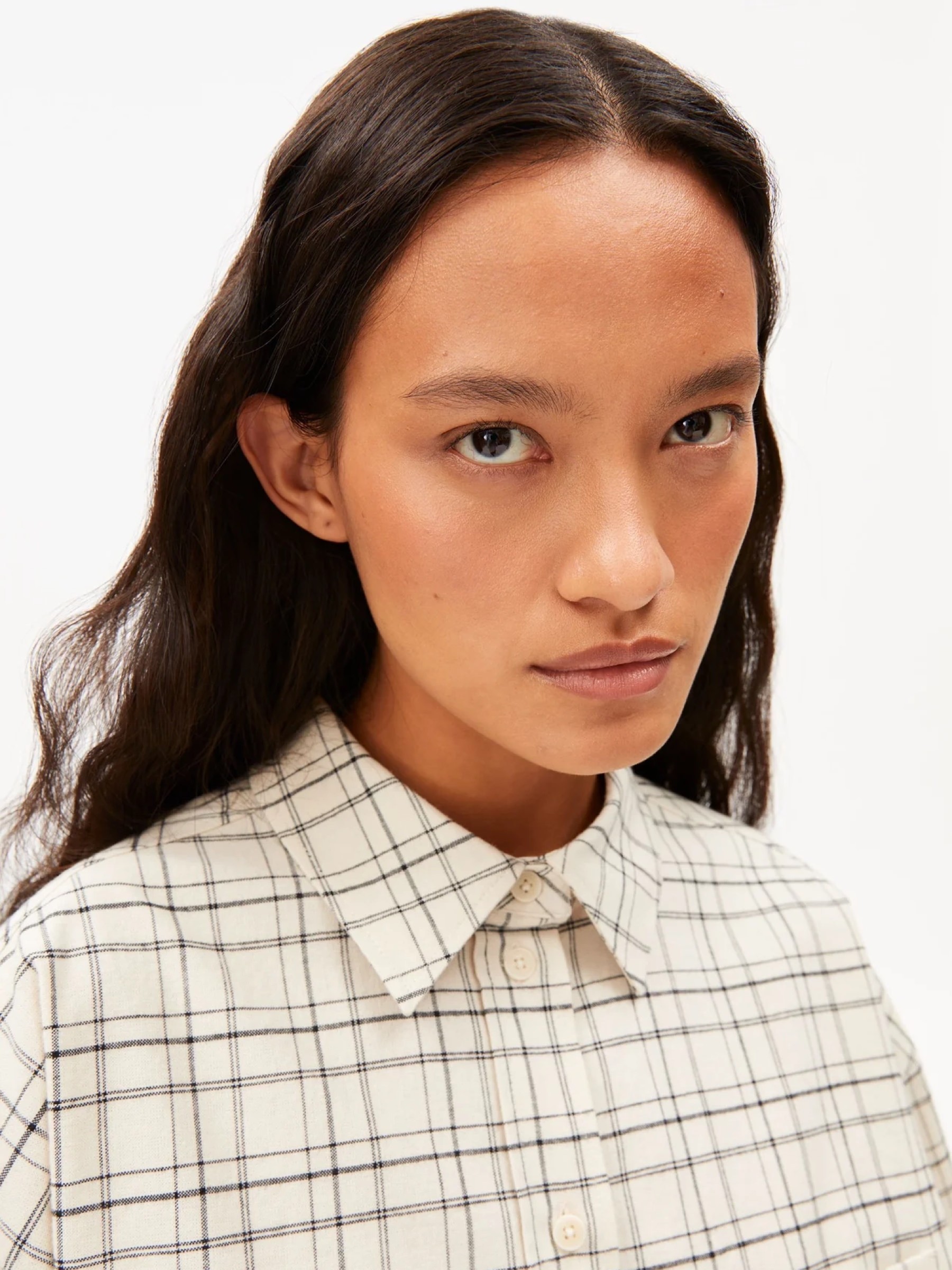 Bluse Check Boxy Blouse oatmilk-black Armedangels