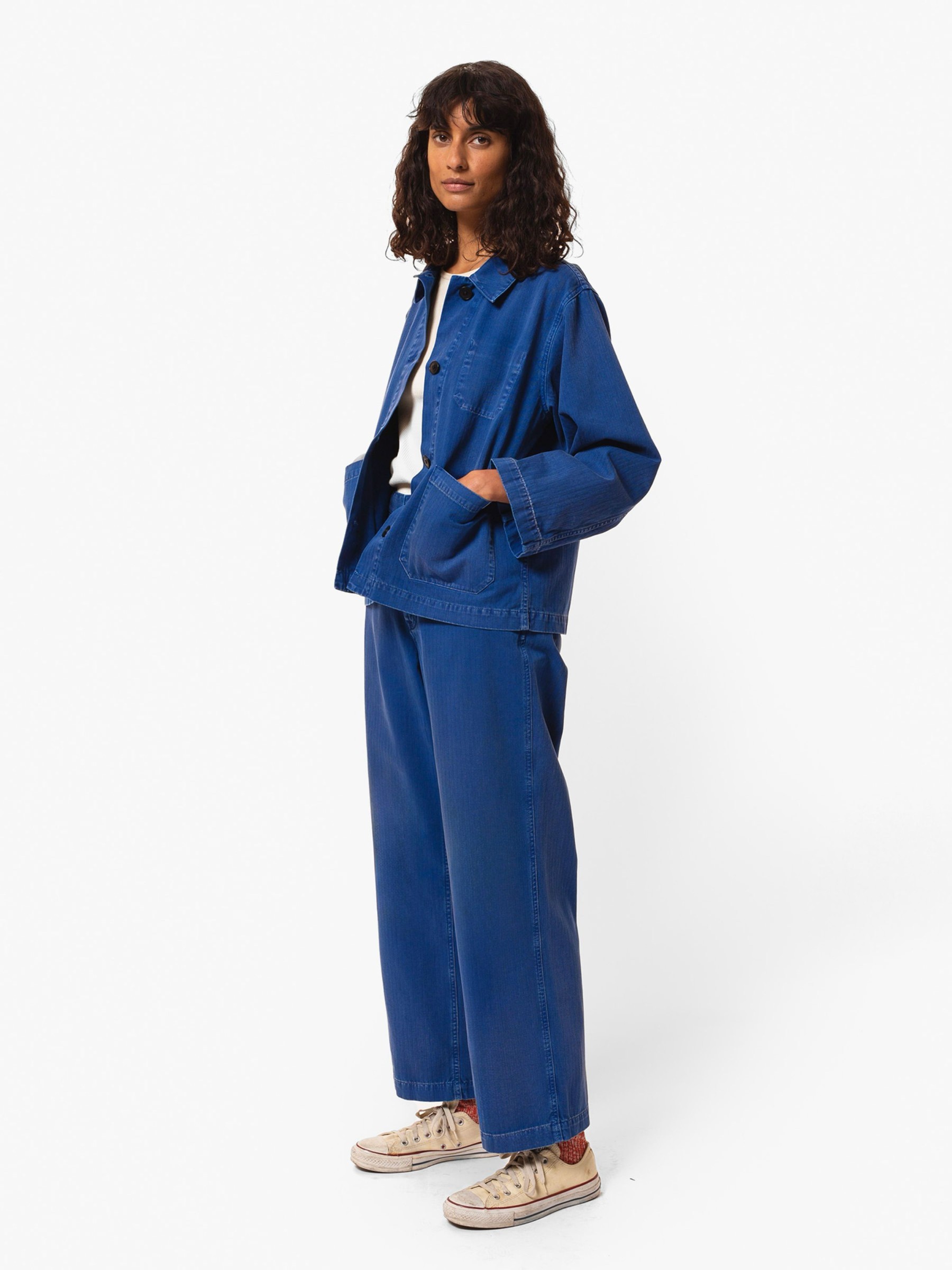 Hose Wendy Herringbone Pants blue Nudie Jeans