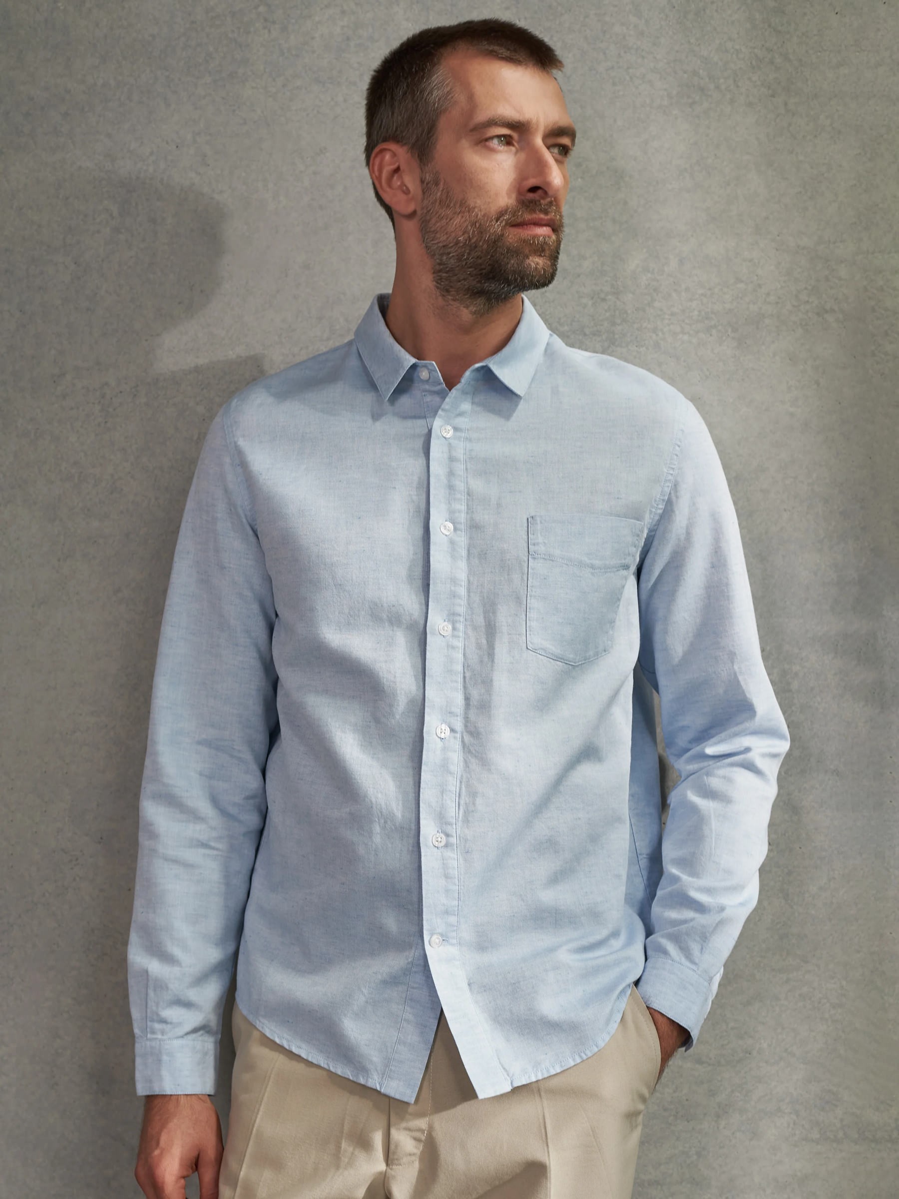 Hemd Simon Shirt riviera blue linen About Companions