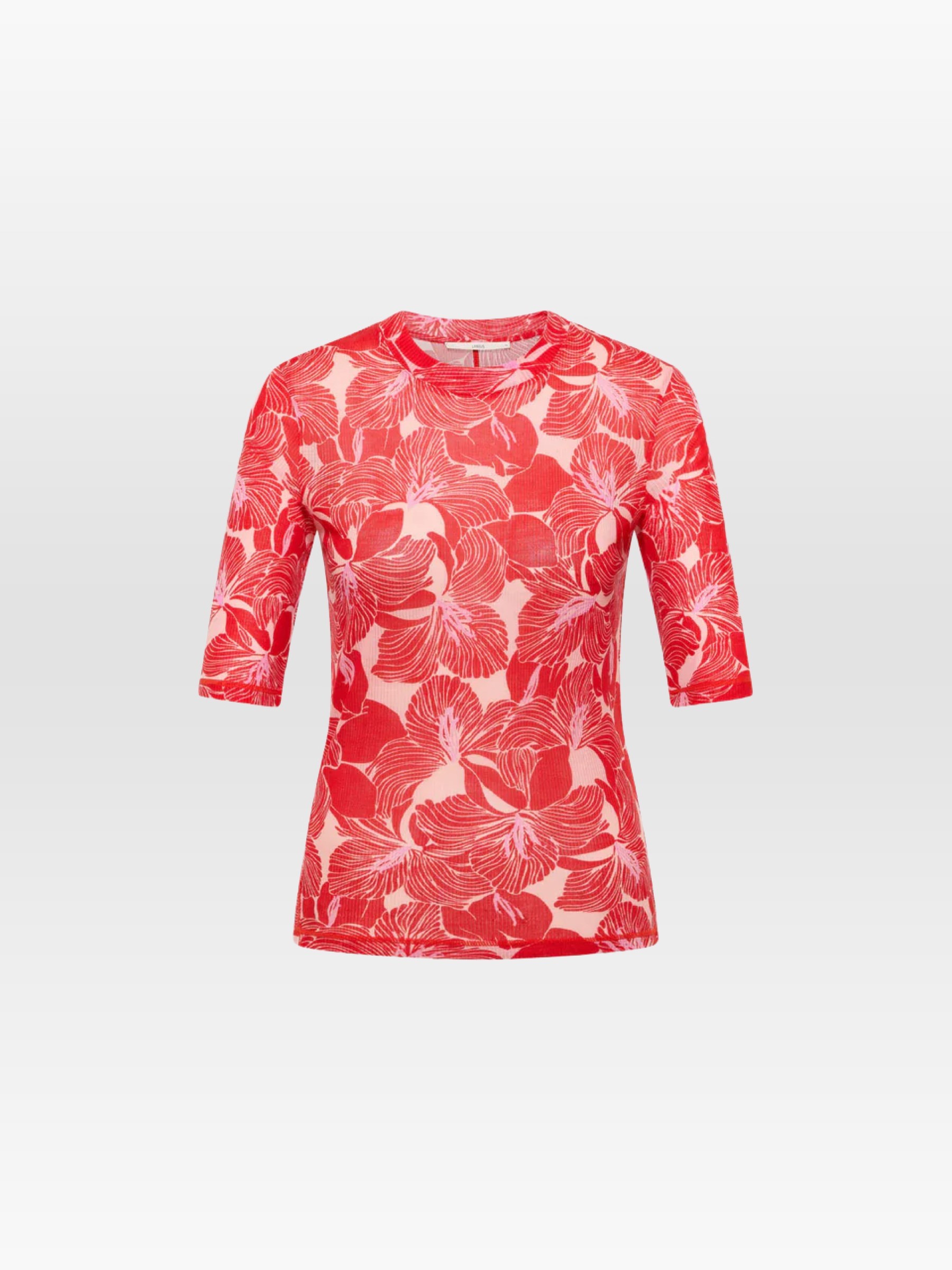 T-Shirt Stehkragenshirt aus TENCEL print bloom red Lanius