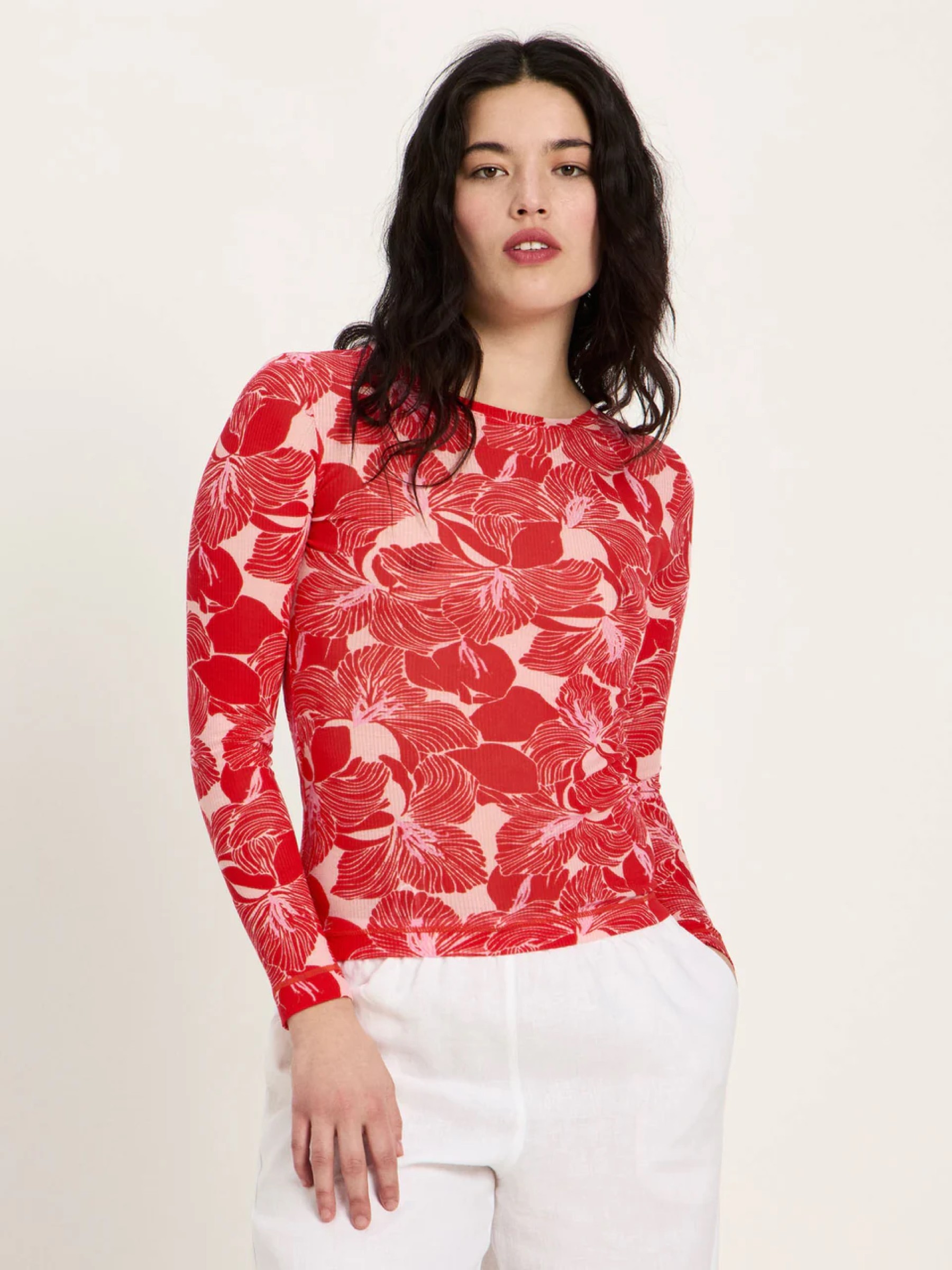 Longsleeve Langarmshirt aus TENCEL print bloom red Lanius