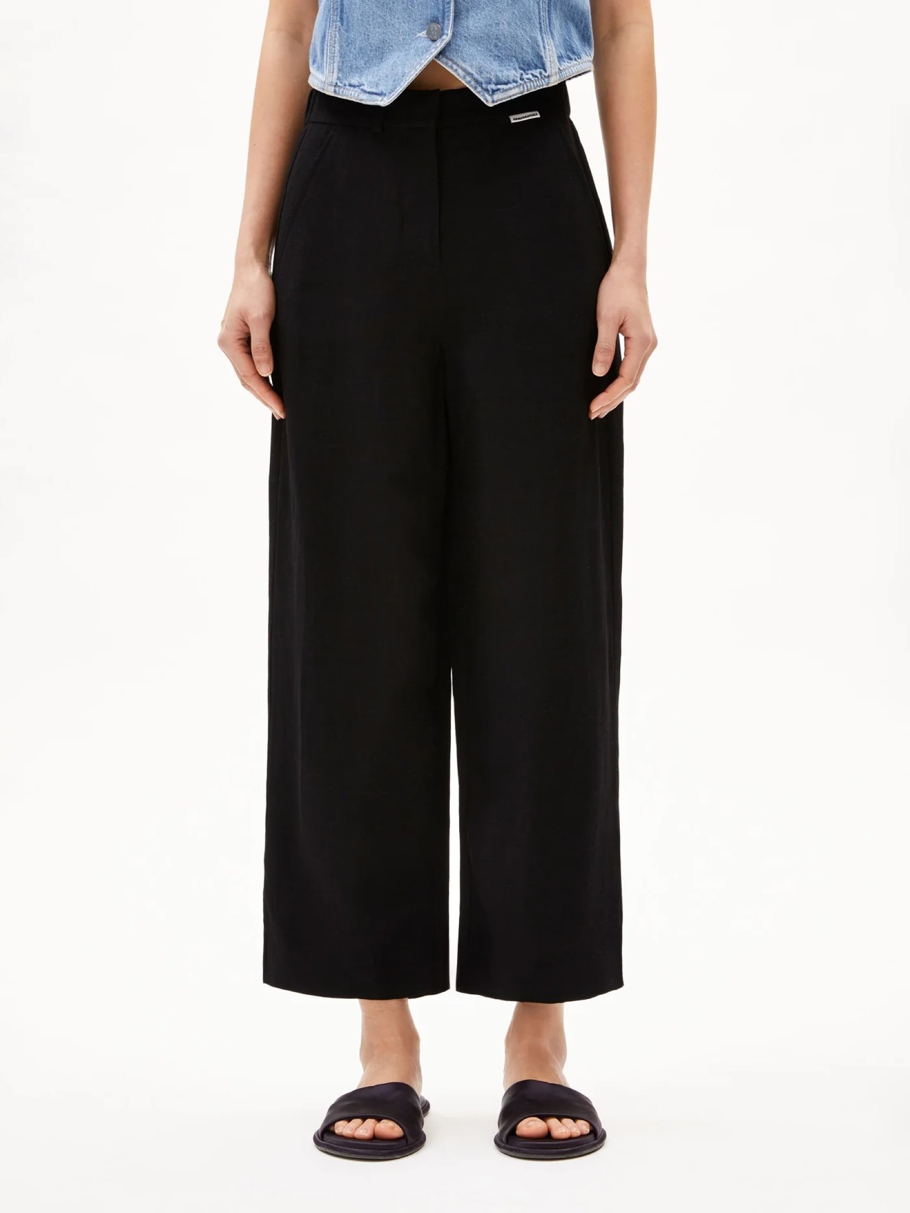 Hose Caarunus Lino Stripes black Armedangels