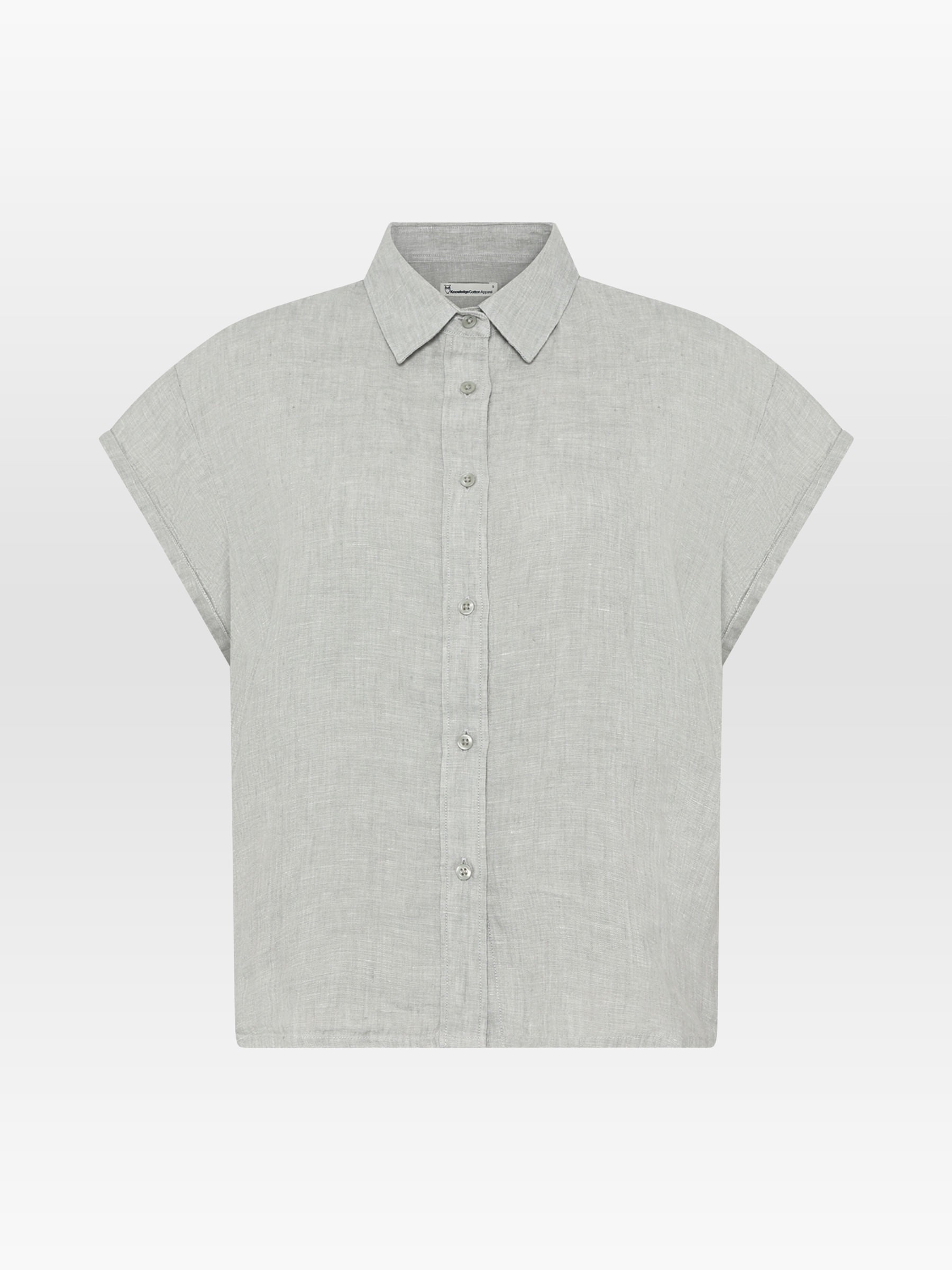 Bluse Aster Short Sleeve Linen Shirt ultimate grey yarndyed Knowledge Cotton Apparel