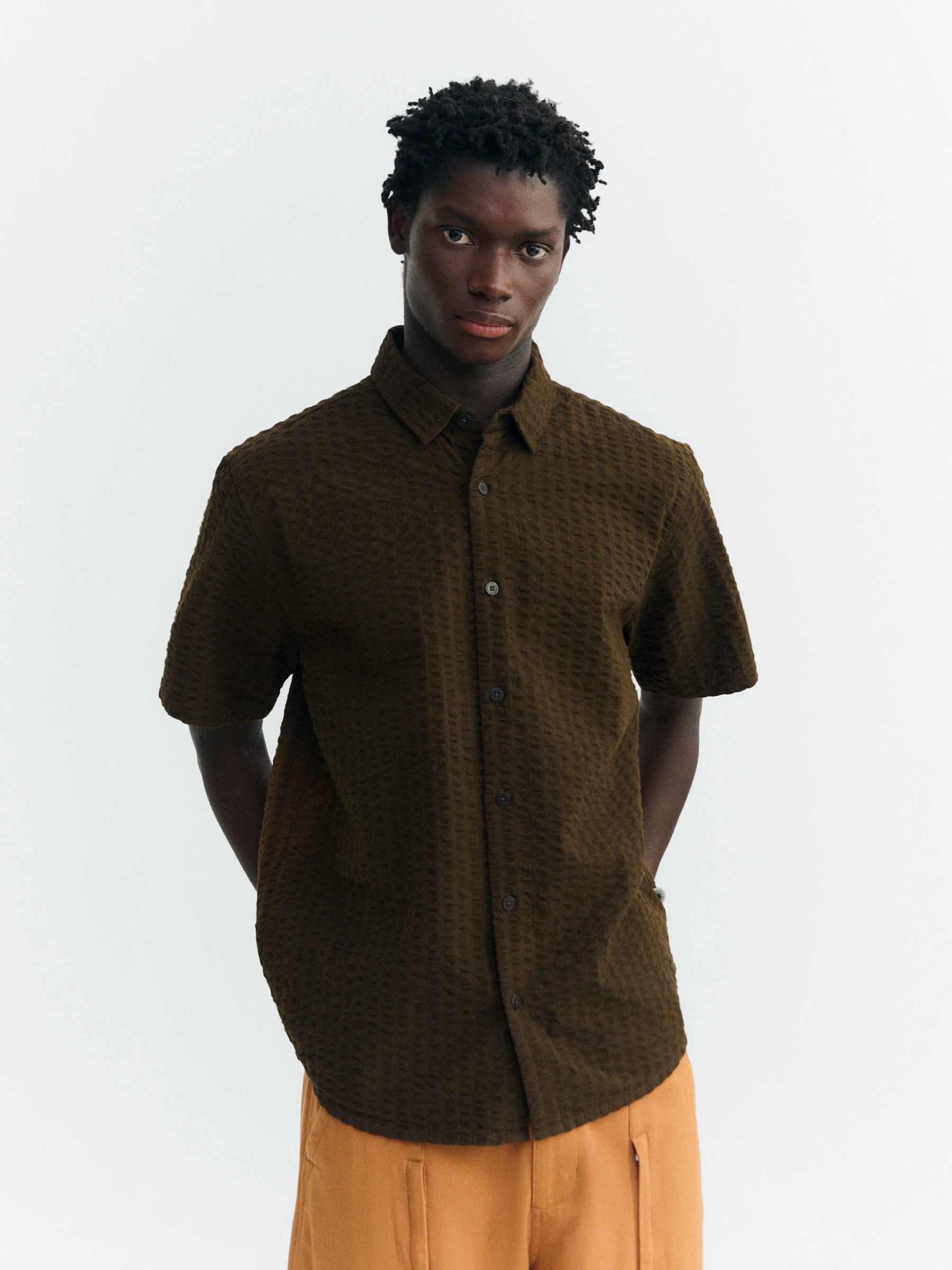 Hemd Tom Shirt wood seersucker Thinking Mu