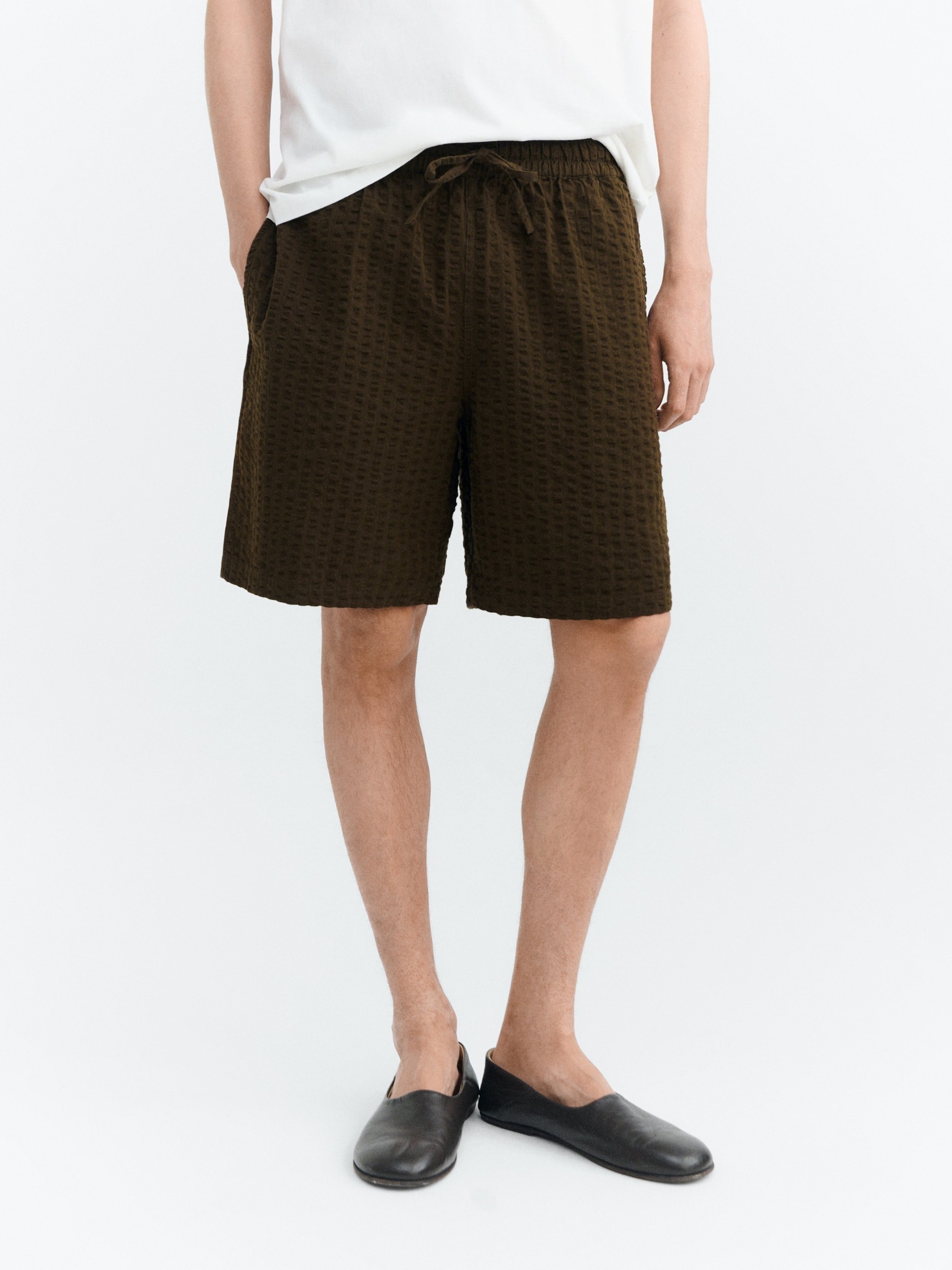 Hose Henry Shorts wood seersucker Thinking Mu