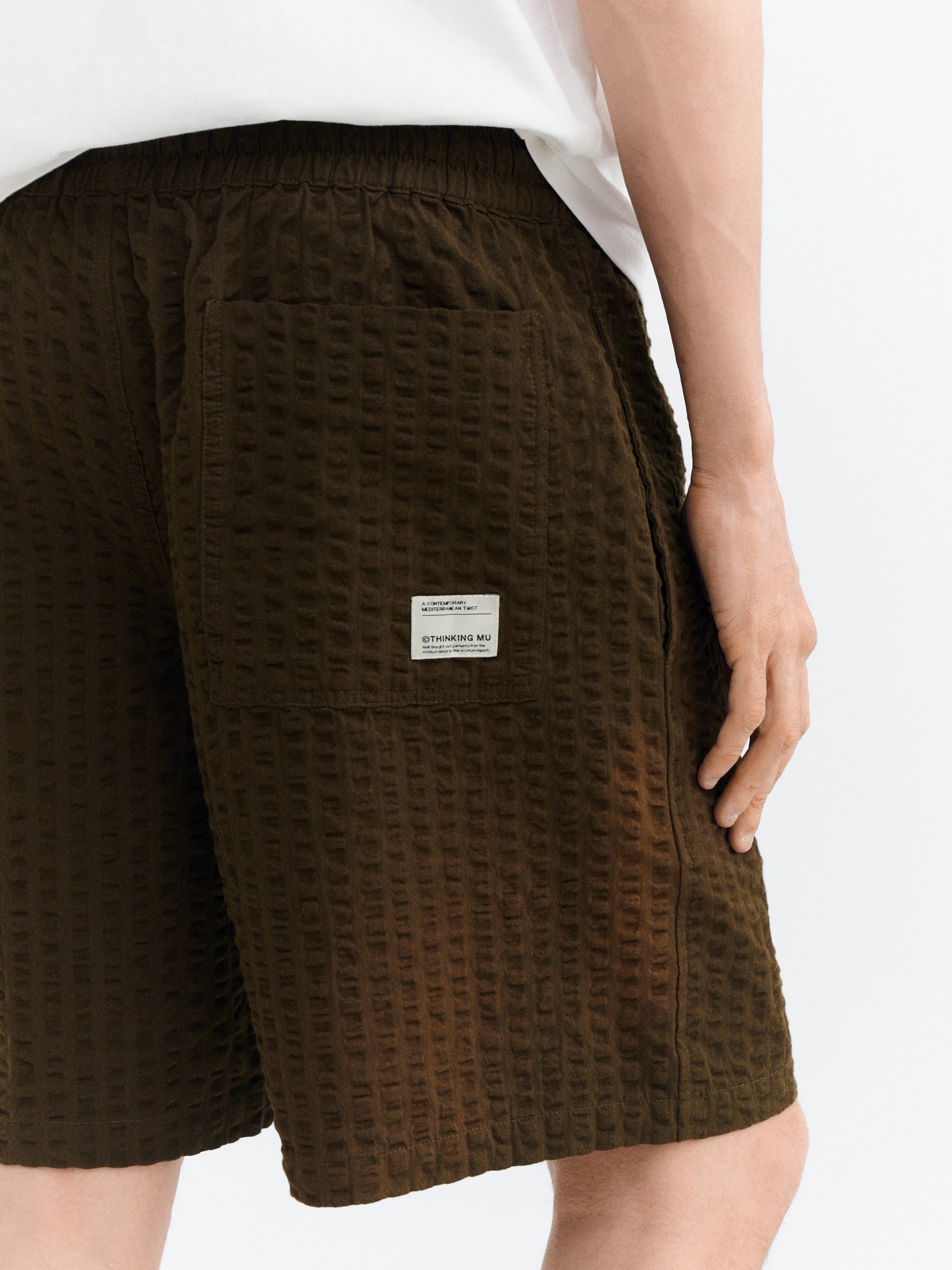 Hose Henry Shorts wood seersucker Thinking Mu
