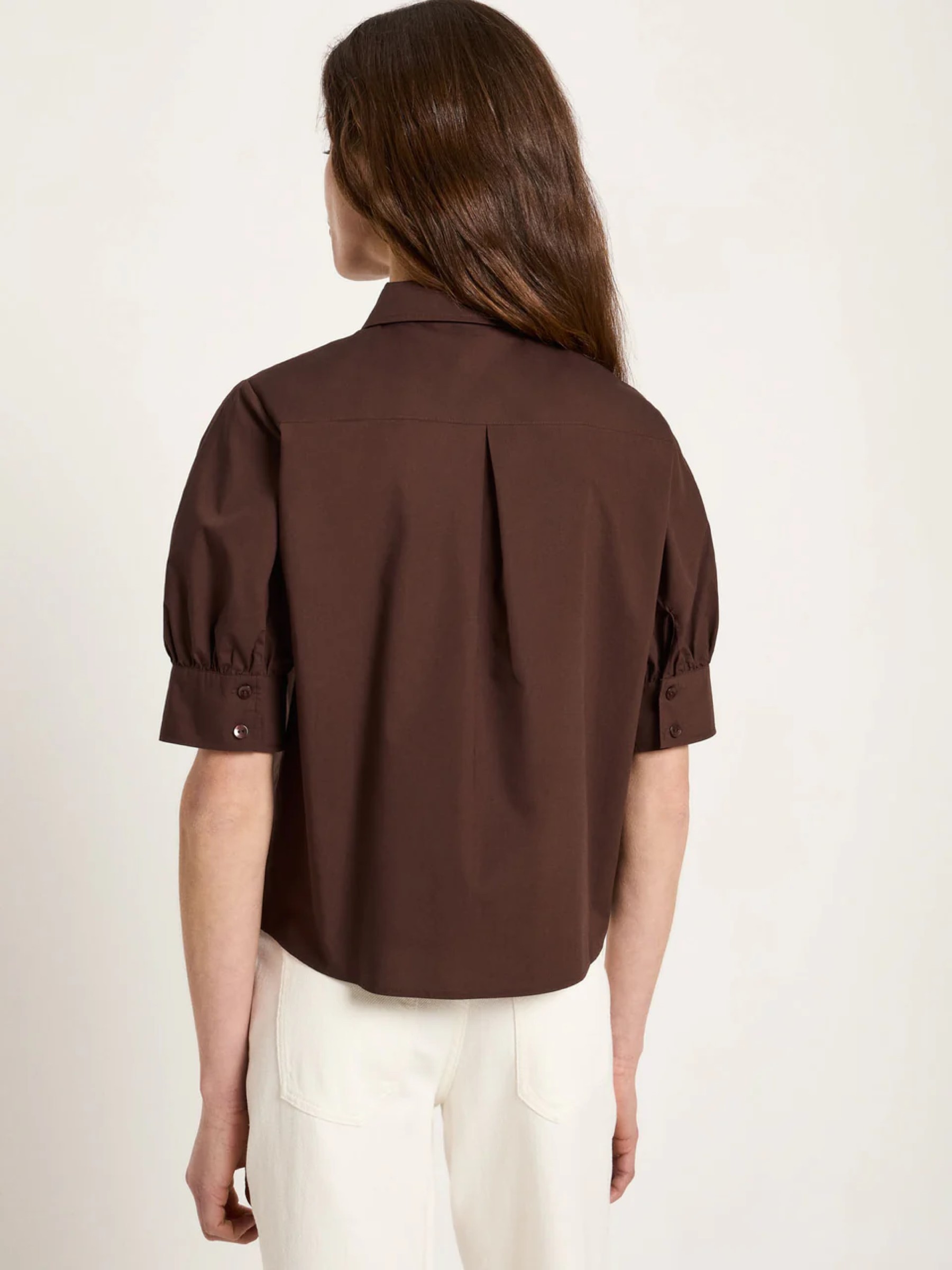 Bluse mit Puffärmeln GOTS chocolate Lanius