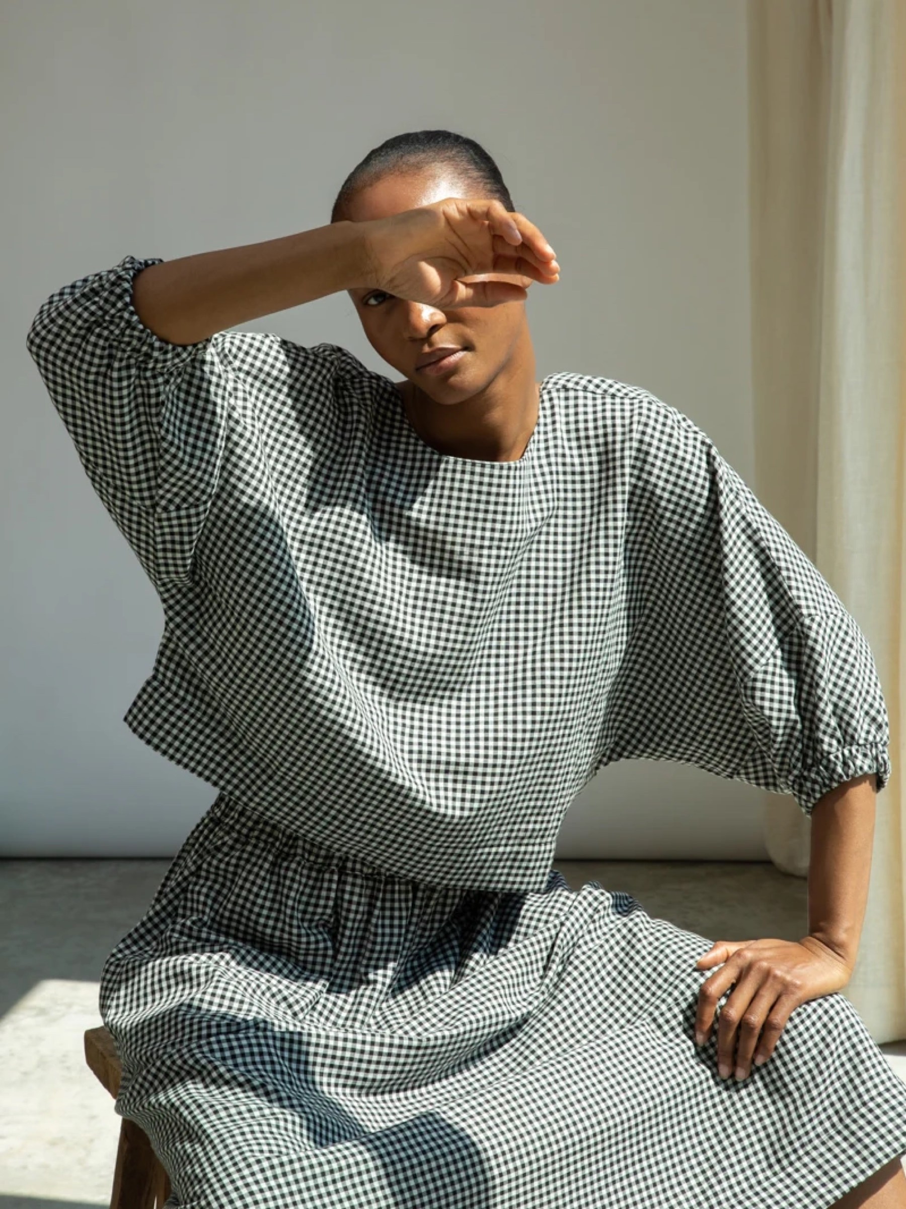 Bluse Ivy-Cay monochrome gingham Beaumont Organic