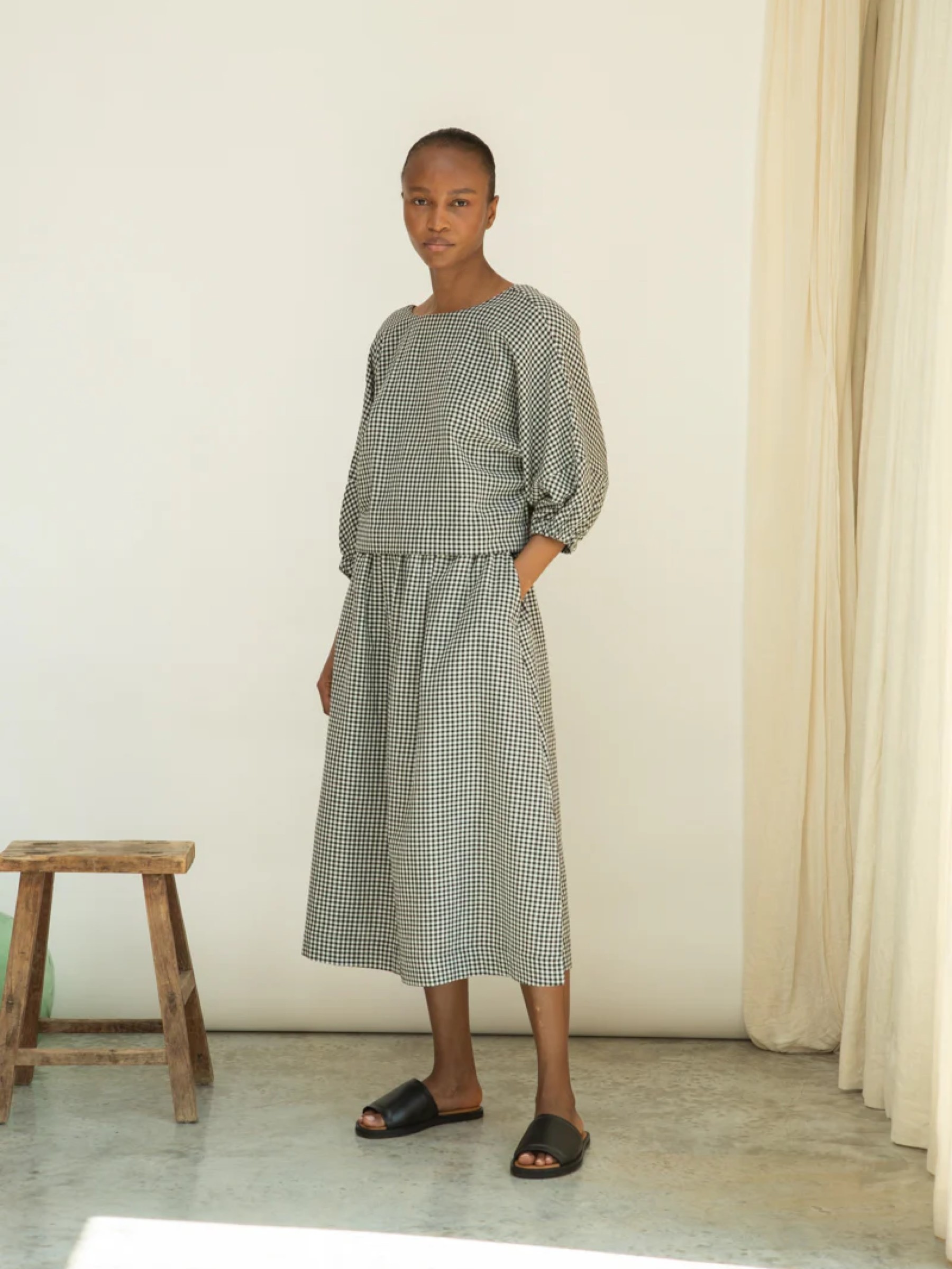 Bluse Ivy-Cay monochrome gingham Beaumont Organic