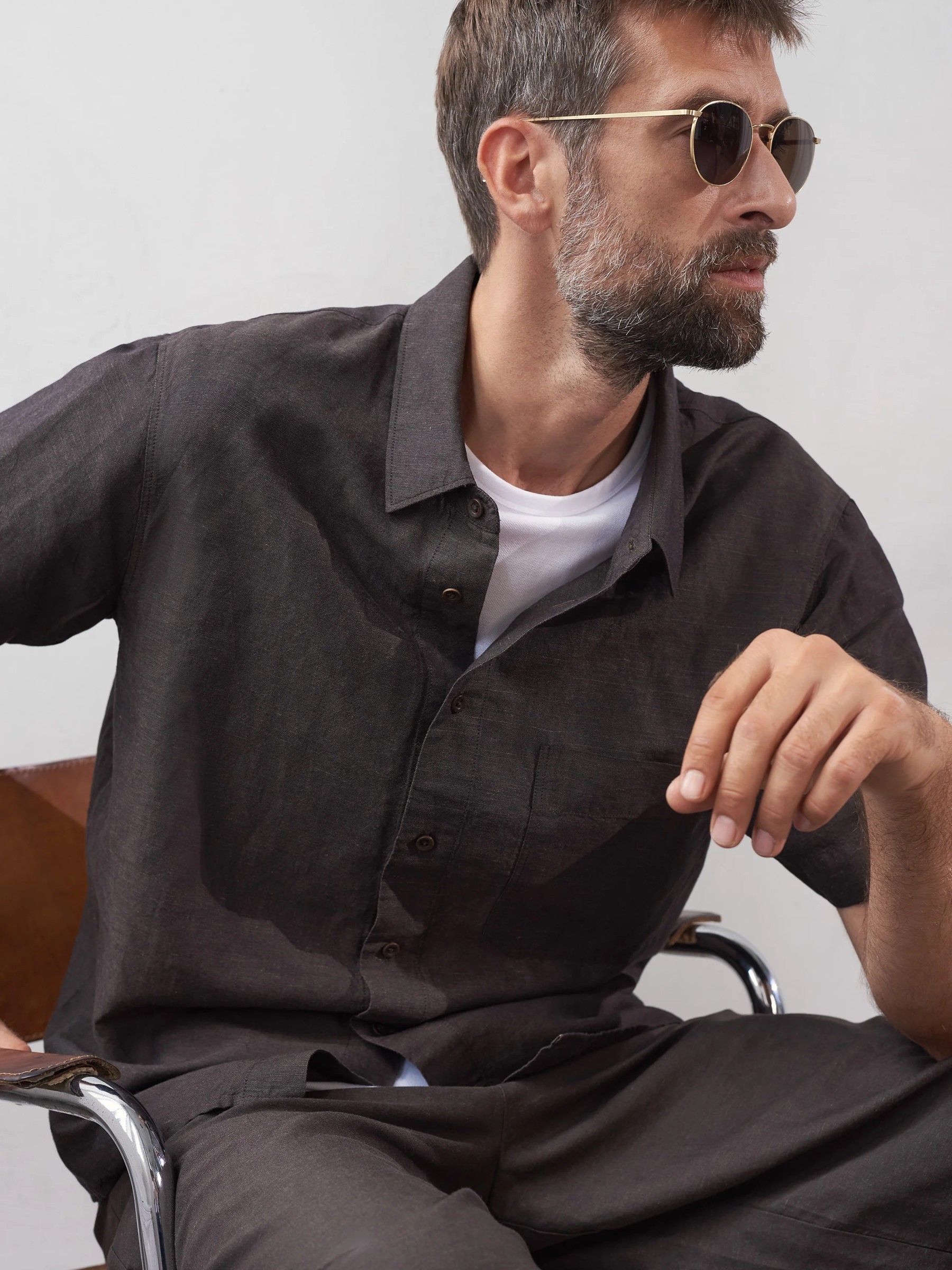 Hemd Klaas Shirt coffee linen About Companions