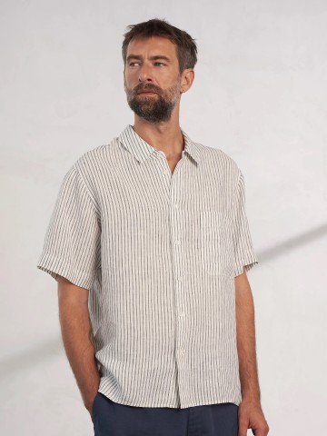 Hemd Klaas Shirt striped vintage navy pure linen About Companions