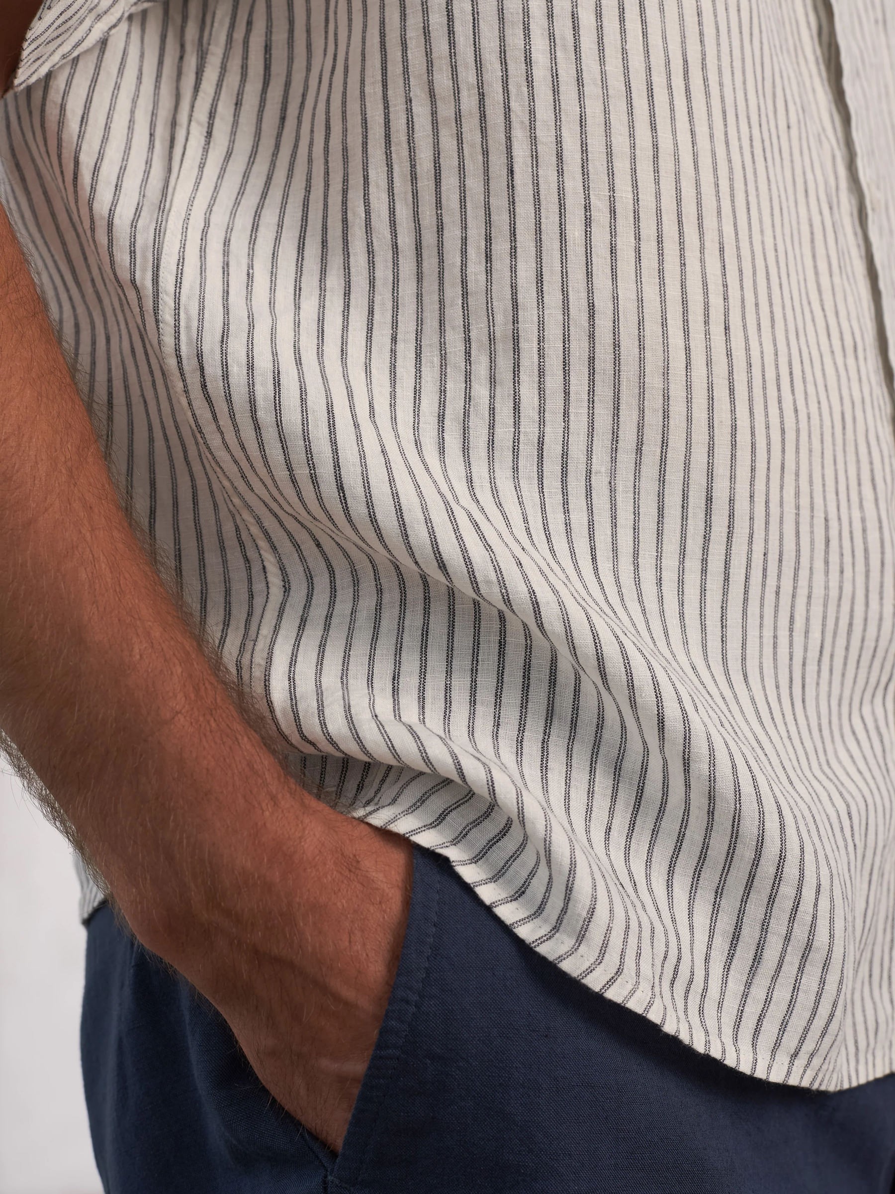 Hemd Klaas Shirt striped vintage navy pure linen About Companions