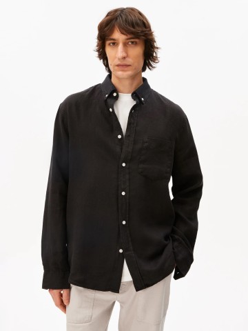 Hemd Linen Longsleeve Shirt black Armedangels