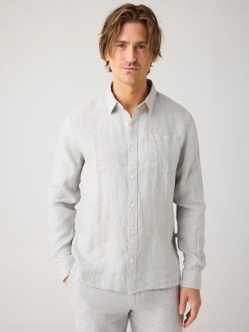 Hemd Linen Shirt ultimate grey yarndyed Knowledge Cotton Apparel