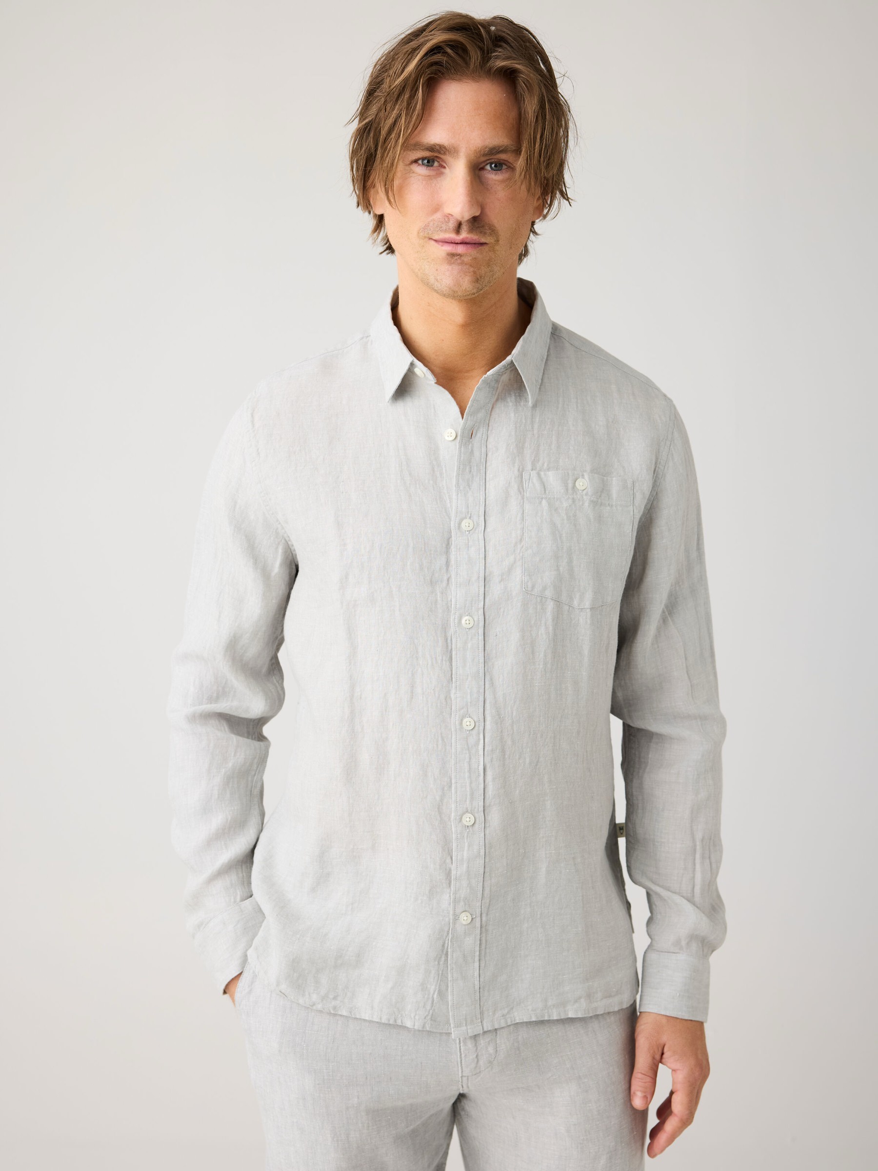 Hemd Linen Shirt ultimate grey yarndyed Knowledge Cotton Apparel