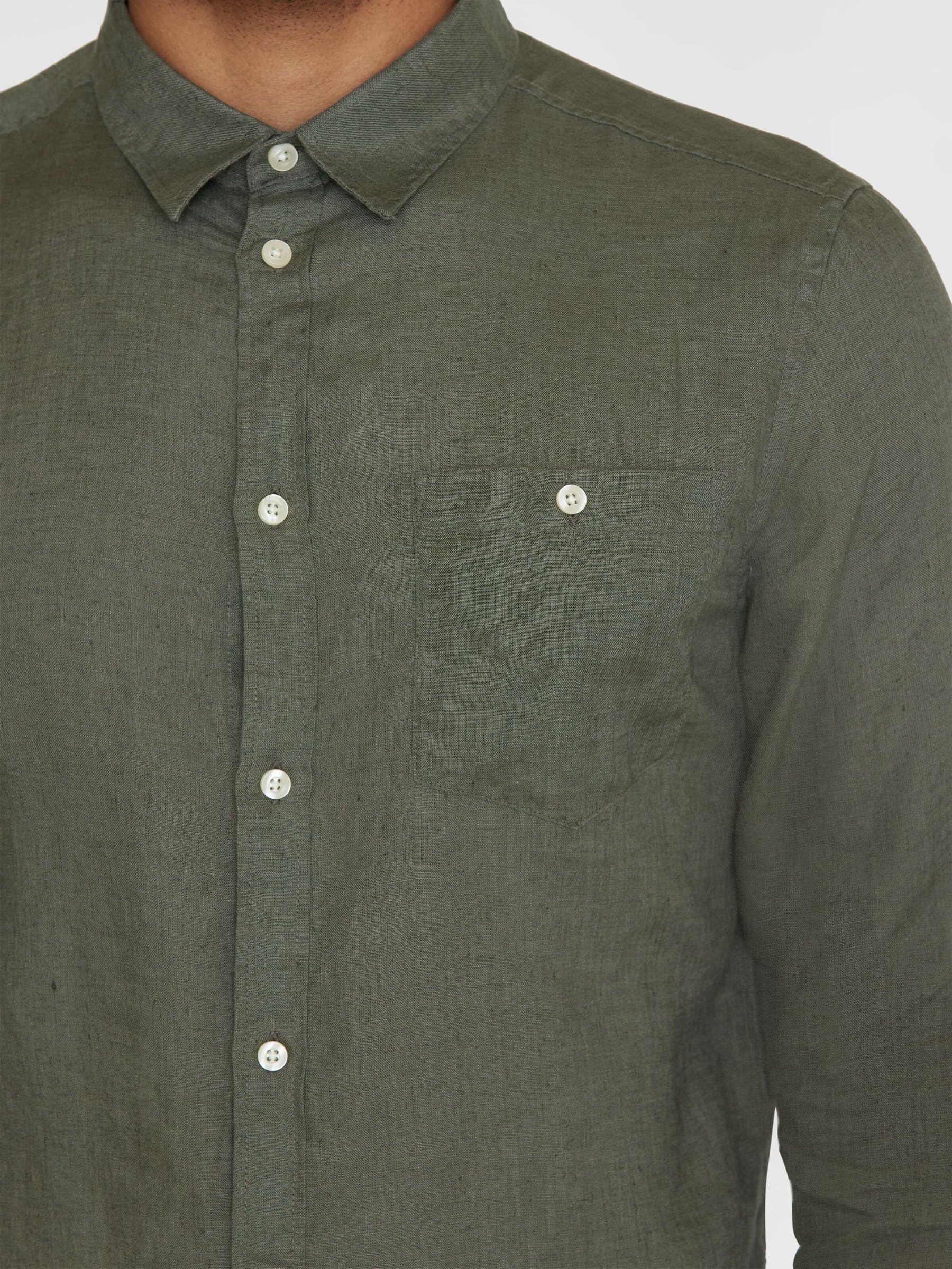 Hemd Linen Shirt burned olive Knowledge Cotton Apparel