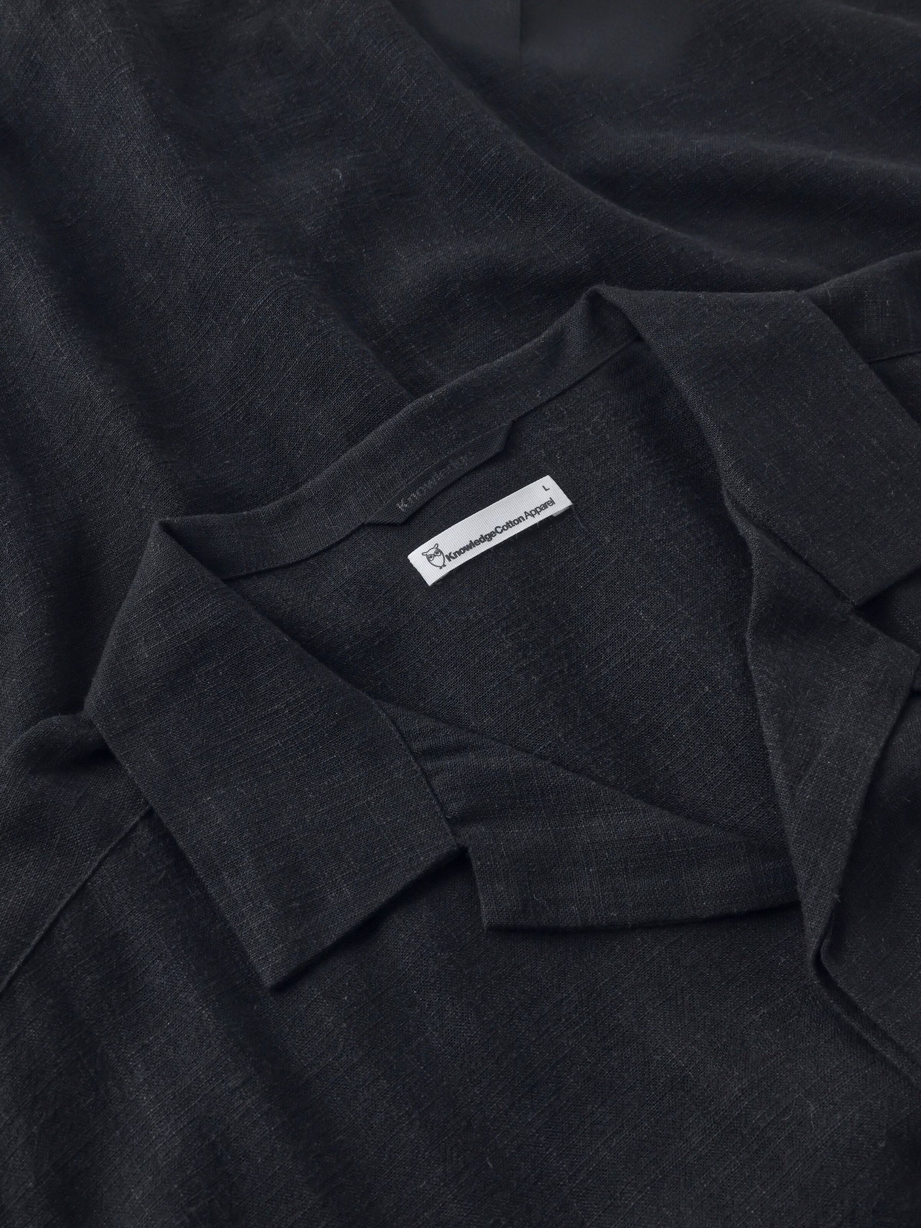 Kurzarmhemd Linen-Mix Shirt black jet Knowledge Cotton Apparel