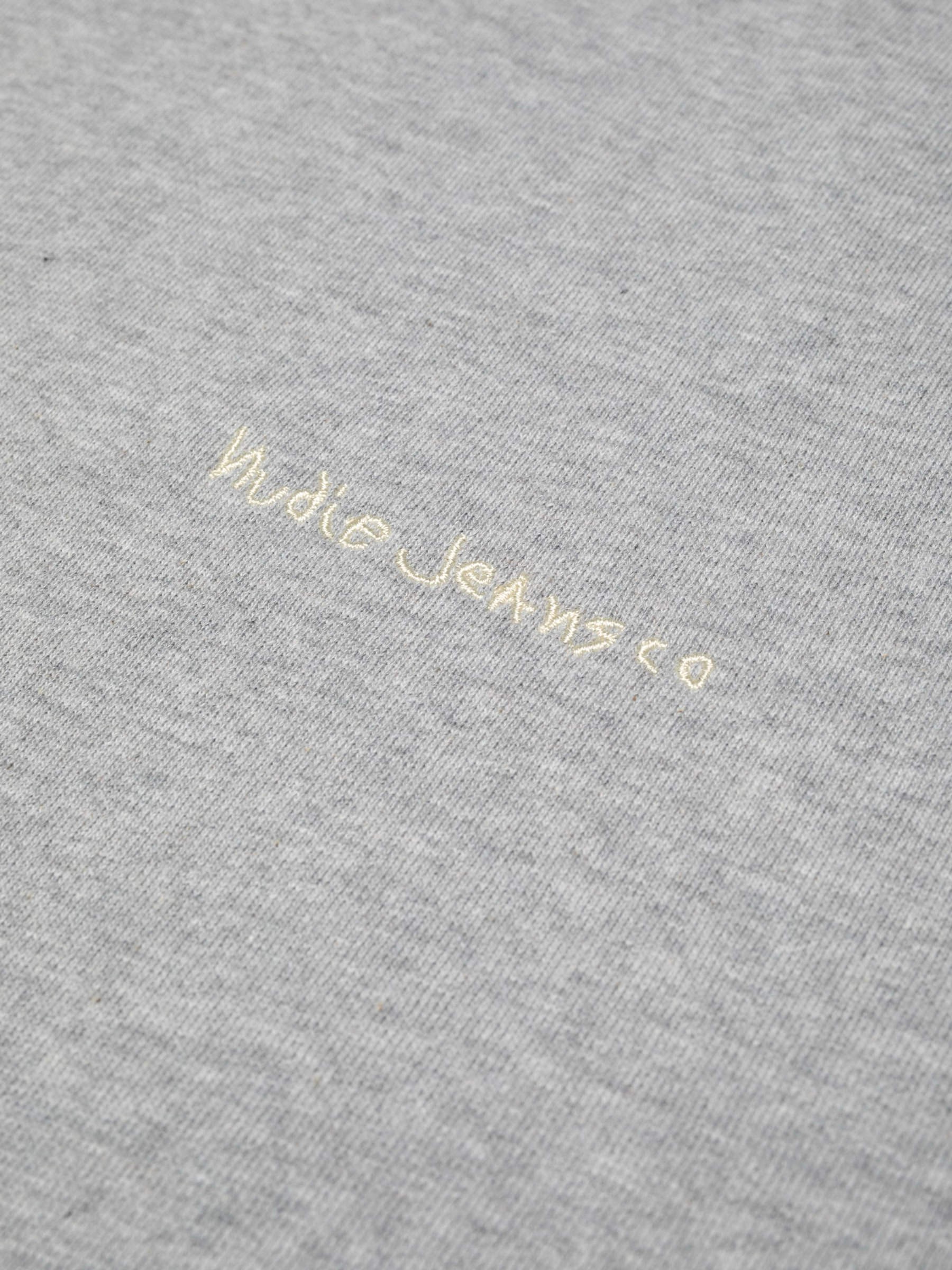 Pullover Gunde Logo Zip Hoodie greymelange Nudie Jeans