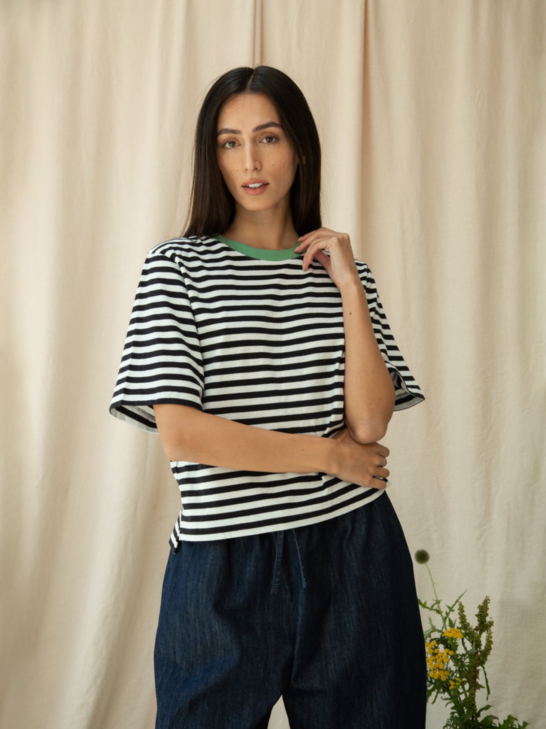 T-Shirt Bay-Sue black and white stripe Beaumont Organic