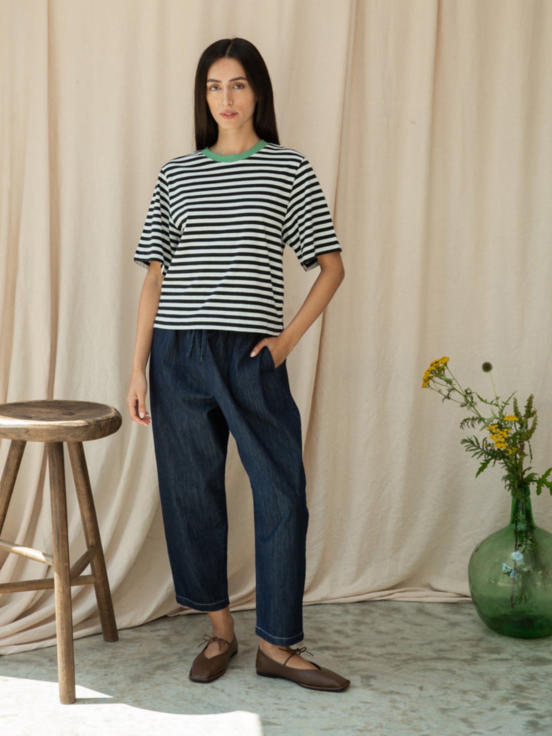 T-Shirt Bay-Sue black and white stripe Beaumont Organic