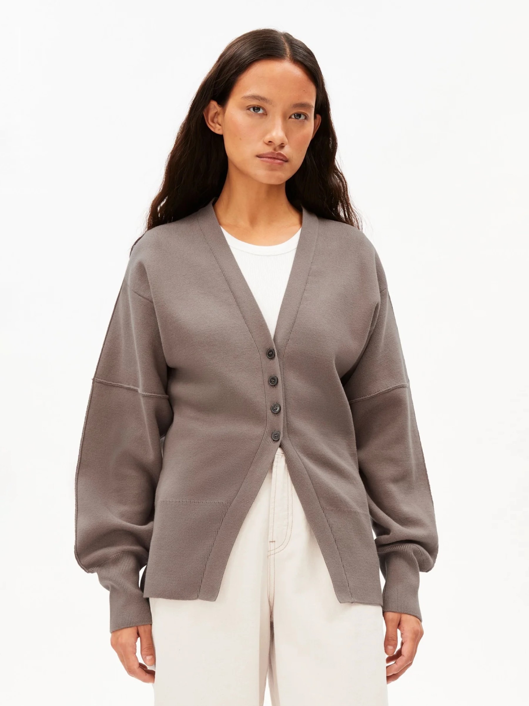 Strickjacke Compact Barrel Knit Cardigan walnut cream Armedangels