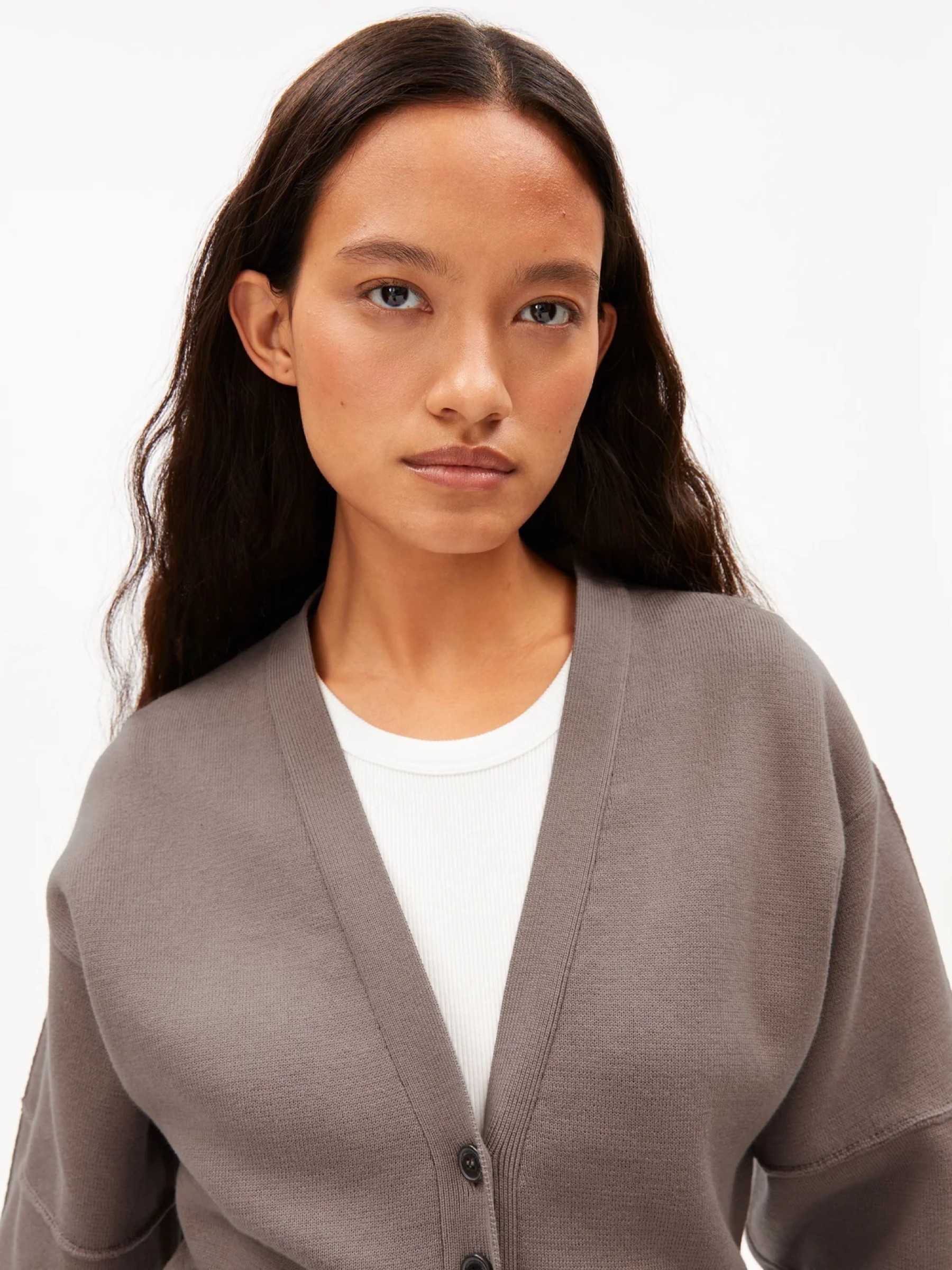 Strickjacke Compact Barrel Knit Cardigan walnut cream Armedangels