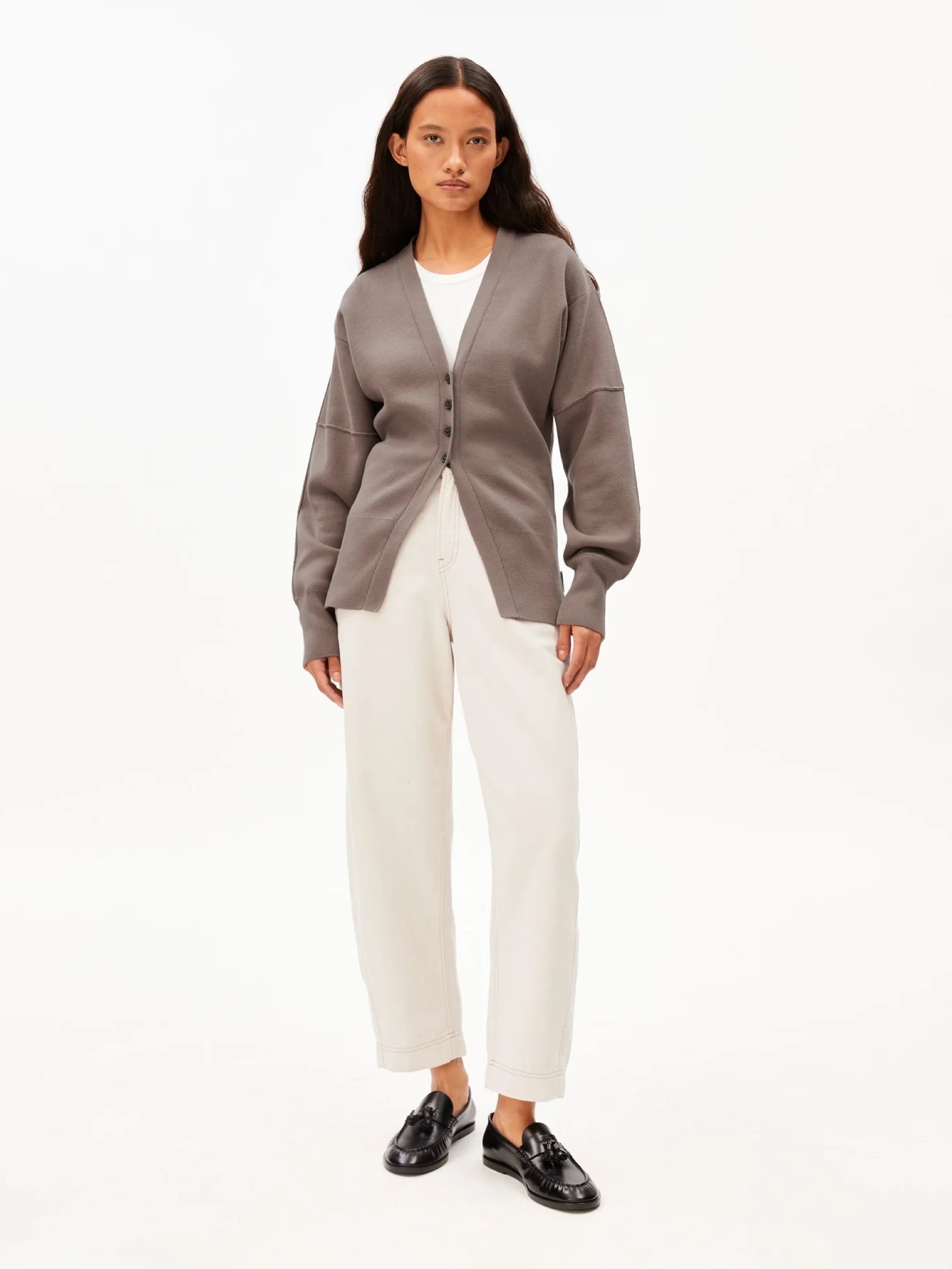 Strickjacke Compact Barrel Knit Cardigan walnut cream Armedangels